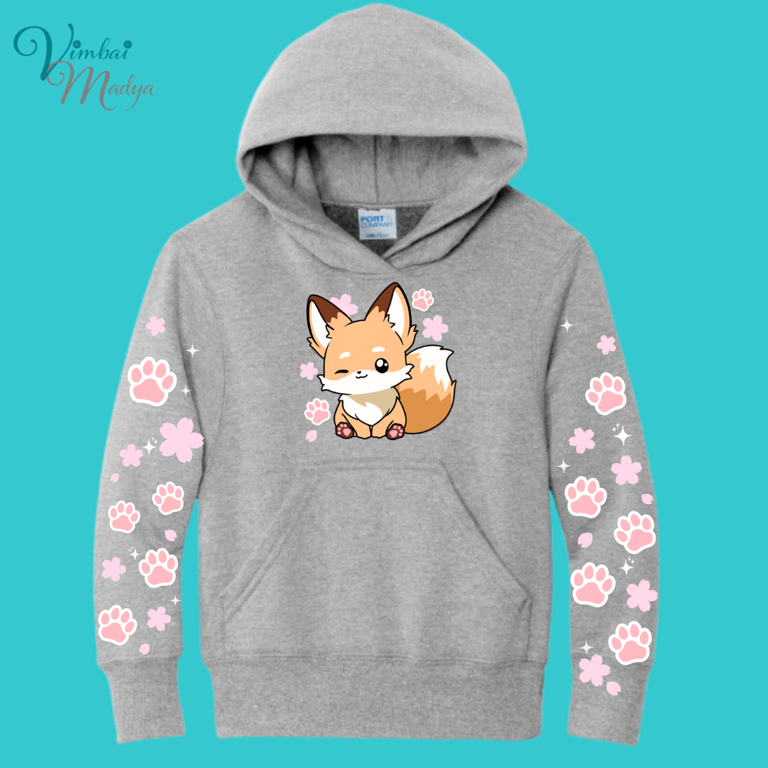 Youth Fox Sweatshirt Unisex Clothing Kawaii Animal Hoodie : Fantastic Mr Fox and Best Friend Gift . Fall Winter Essential . Gift for her