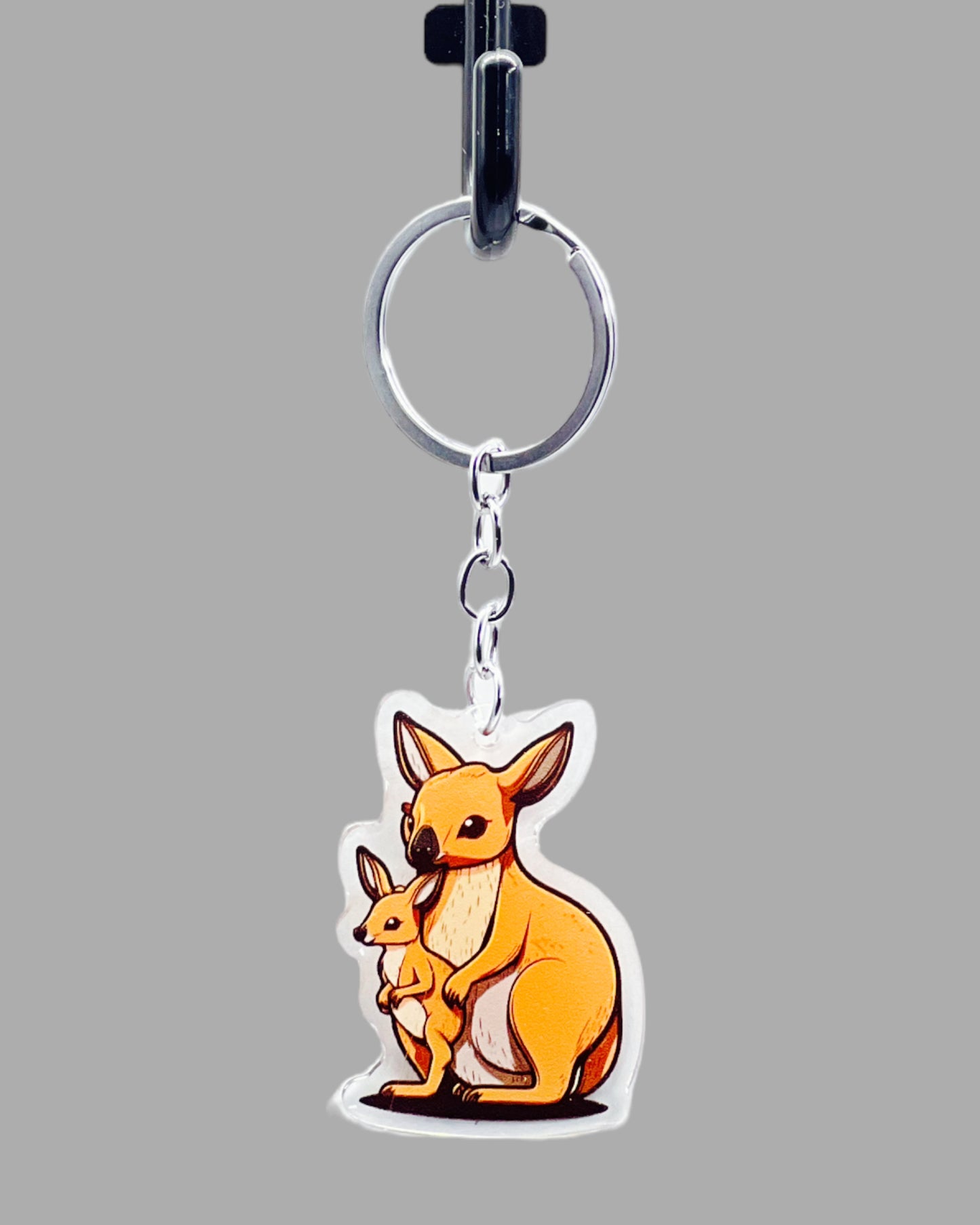 Kangaroo Acrylic keychain, wildlife Jellyfish Acrylic Keychain, Wildlife Cute kawaii memorial ornament, pet portrait charm gift backpack fob, dad car décor, first day of school gift