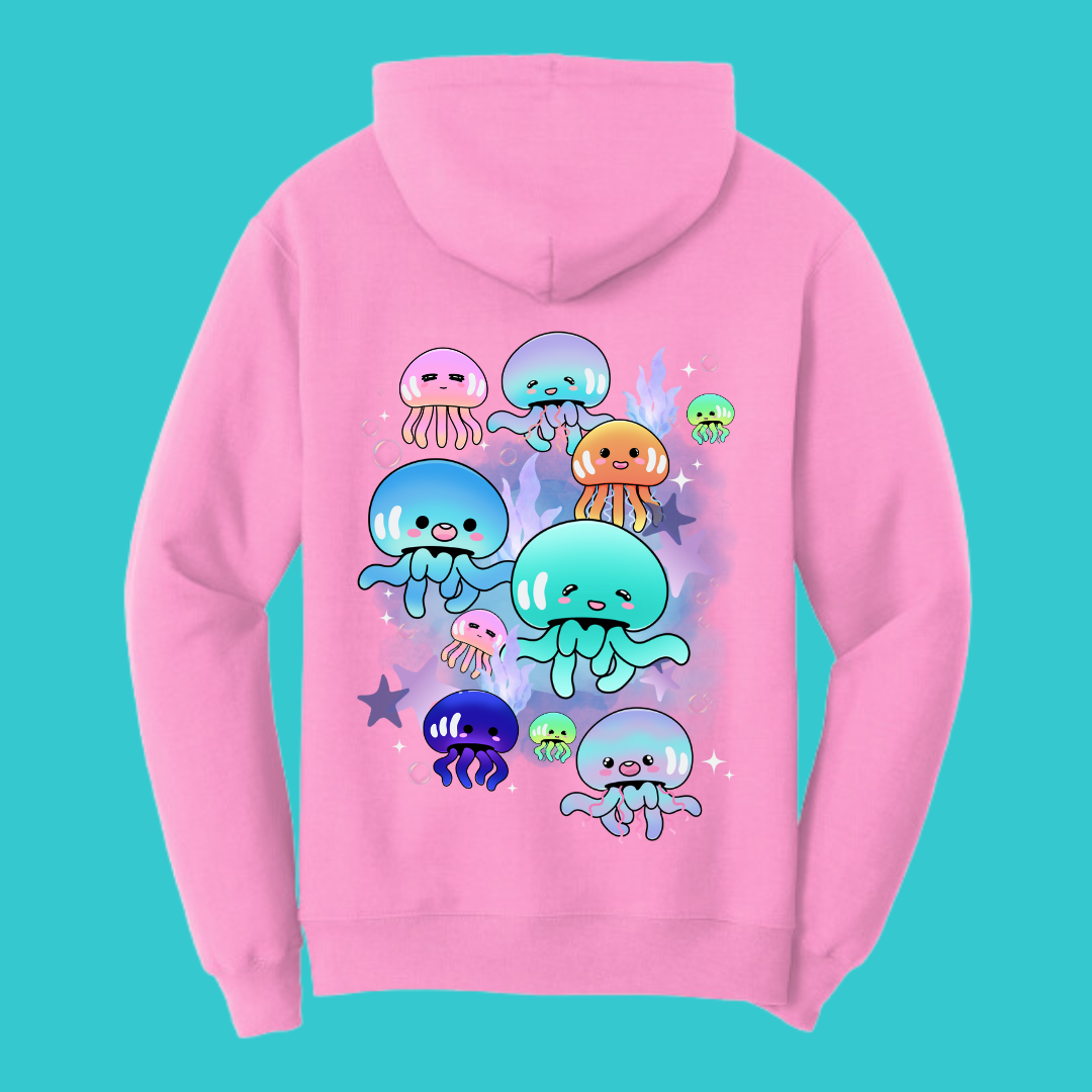 Jellyfish Sweatshirt Unisex Clothing Kawaii Hoodie : Best Friend Gift . Fall Winter Essential . Beach, Ocean, coastal . Mothers Day Gift for her