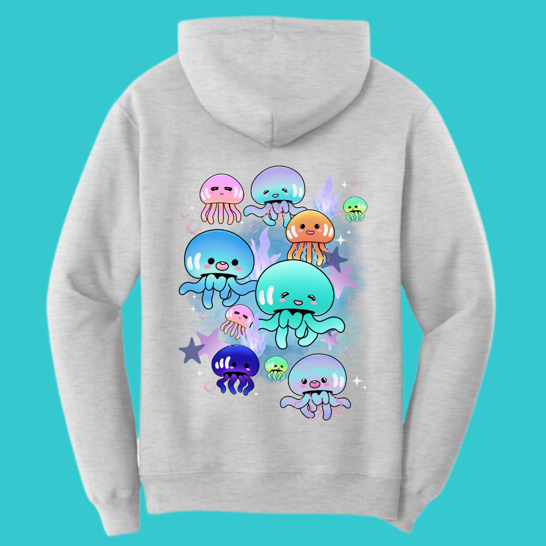 Jellyfish Sweatshirt Unisex Clothing Kawaii Hoodie : Best Friend Gift . Fall Winter Essential . Beach, Ocean, coastal . Mothers Day Gift for her