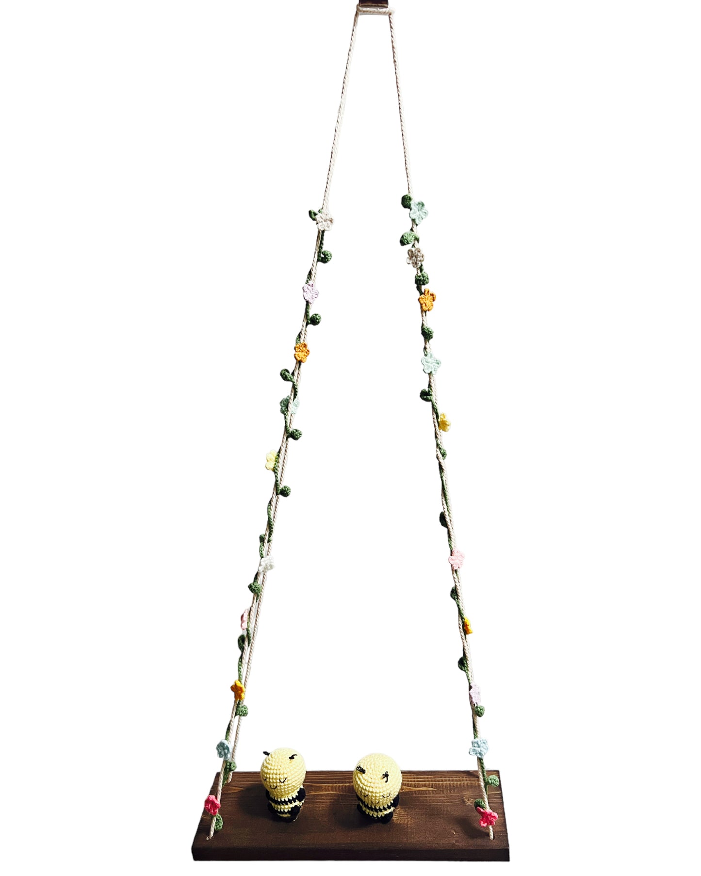 Bees on a swing Hanging Wall Shelf