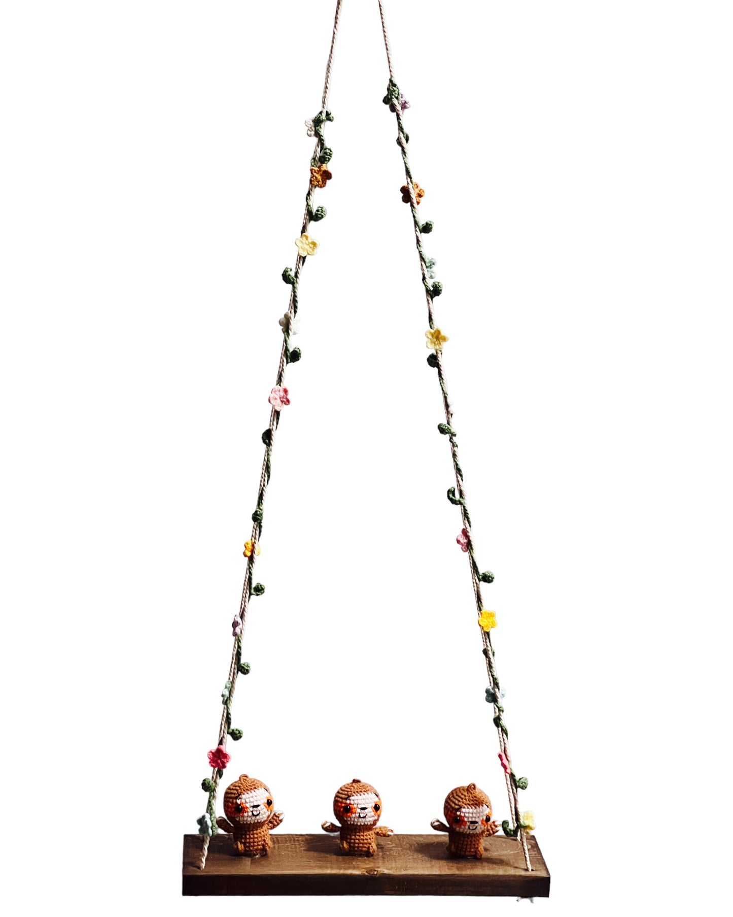 Sloths on a swing Hanging Wall Shelf