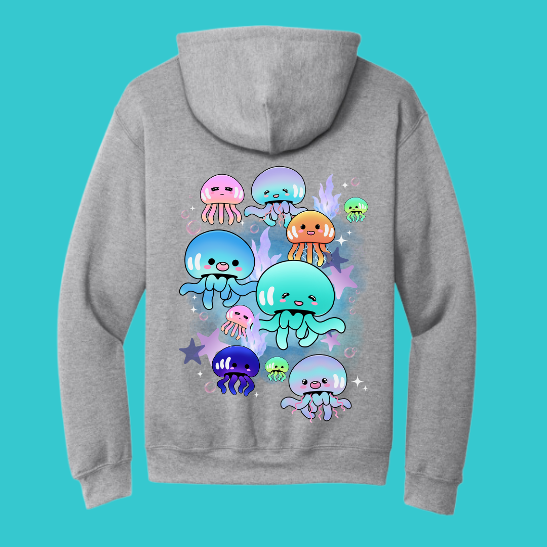 Jellyfish Sweatshirt Unisex Clothing Kawaii Hoodie : Best Friend Gift . Fall Winter Essential . Beach, Ocean, coastal . Mothers Day Gift for her