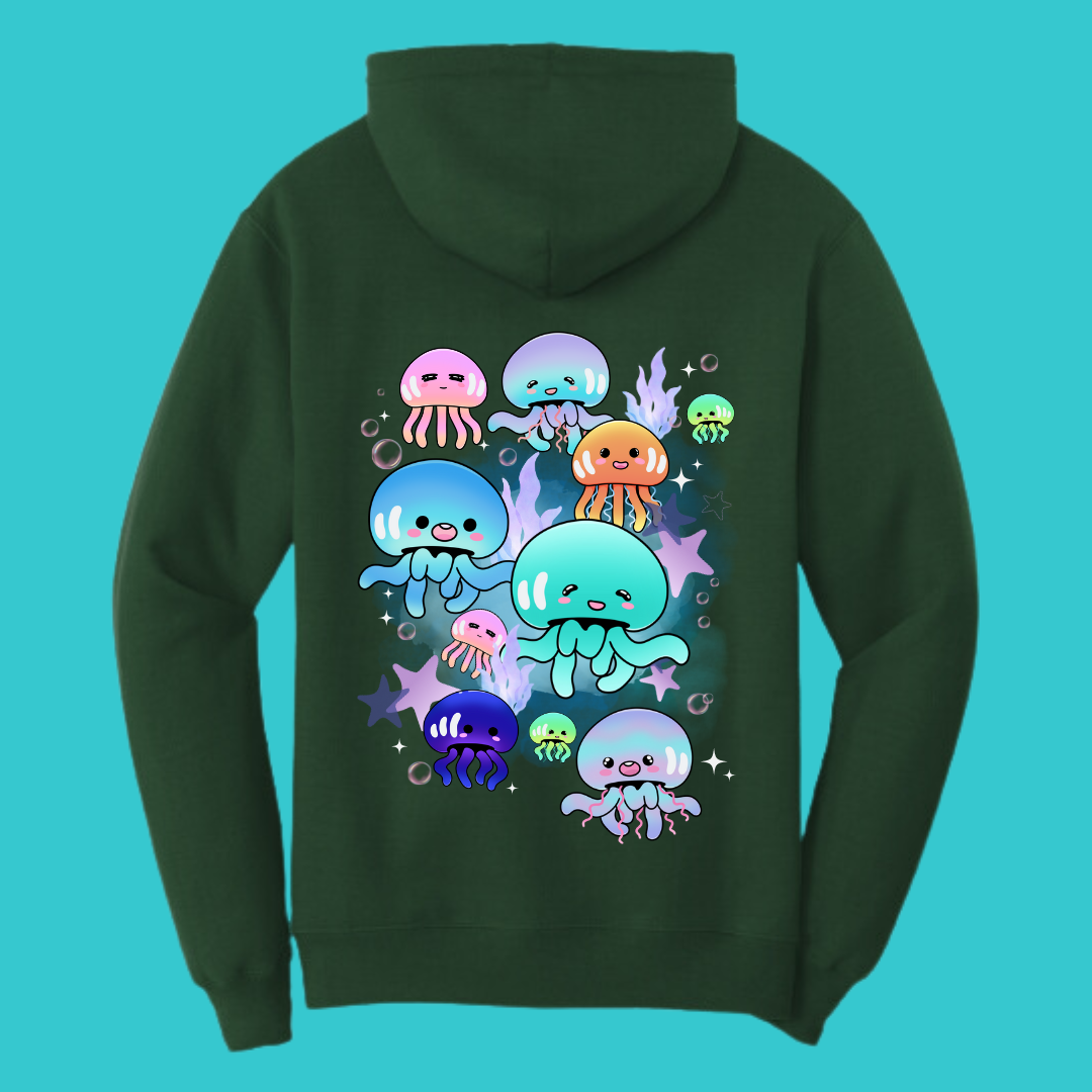 Jellyfish Sweatshirt Unisex Clothing Kawaii Hoodie : Best Friend Gift . Fall Winter Essential . Beach, Ocean, coastal . Mothers Day Gift for her
