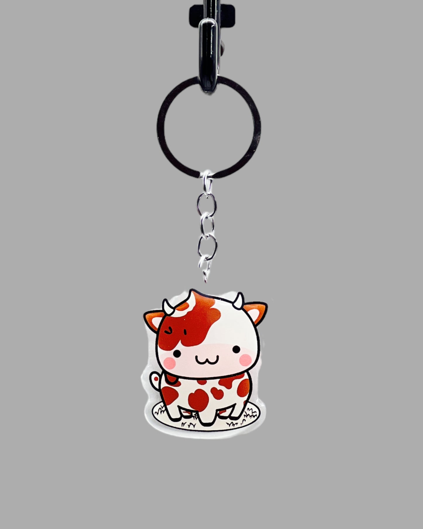 Cow Acrylic keychain, Farm Animal Cute kawaii memorial ornament, pet portrait charm gift backpack fob, dad car décor, first day of school gift