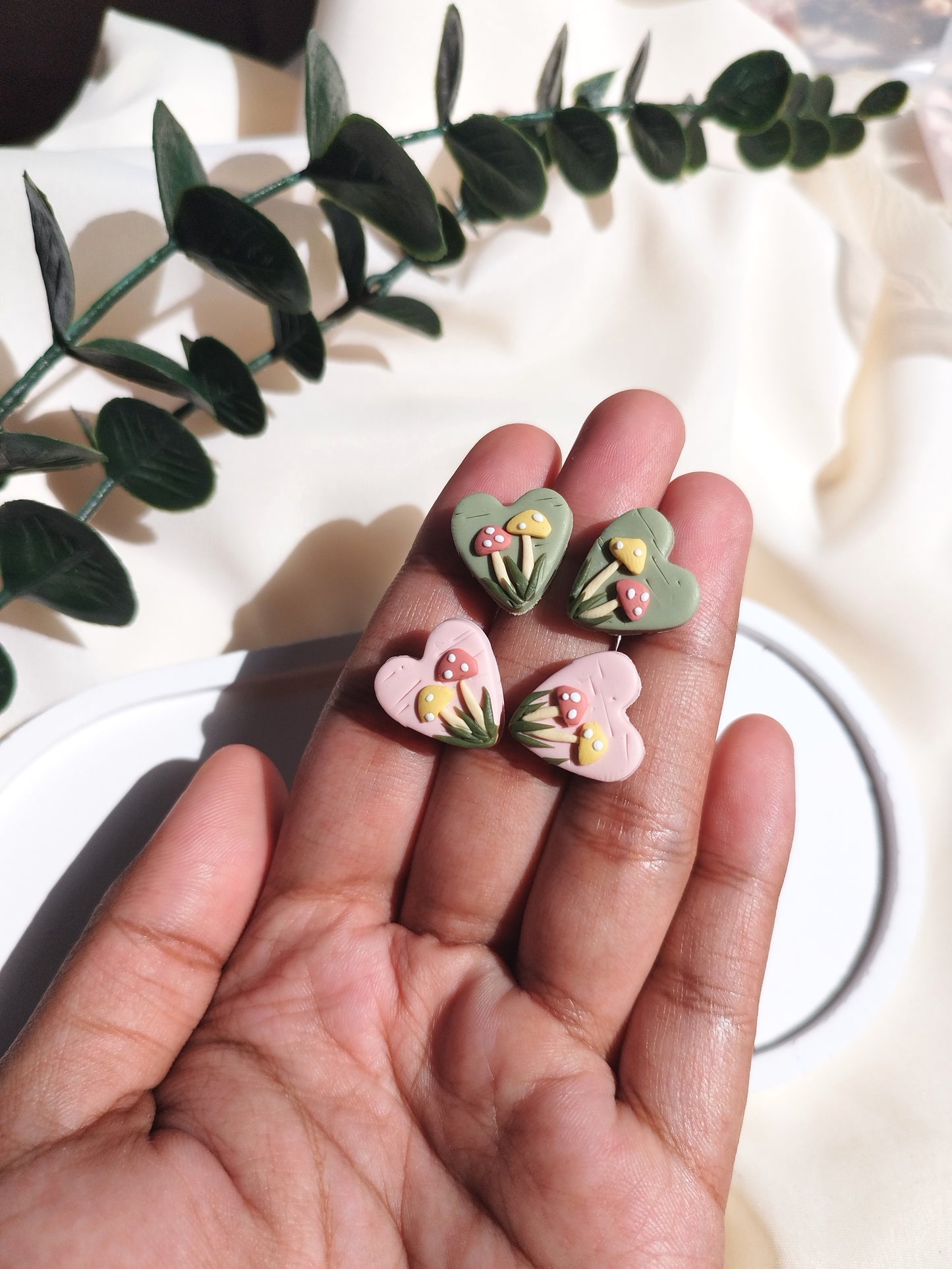 Set of 2 Dainty polymer clay stud earrings