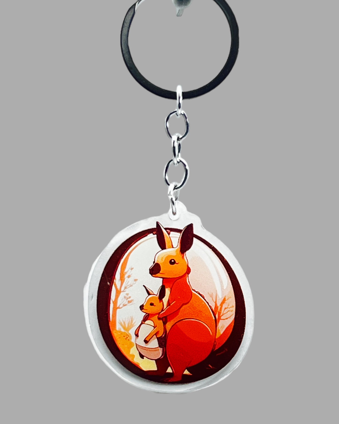 Kangaroo Acrylic keychain, wildlife Jellyfish Acrylic Keychain, Wildlife Cute kawaii memorial ornament, pet portrait charm gift backpack fob, dad car décor, first day of school gift