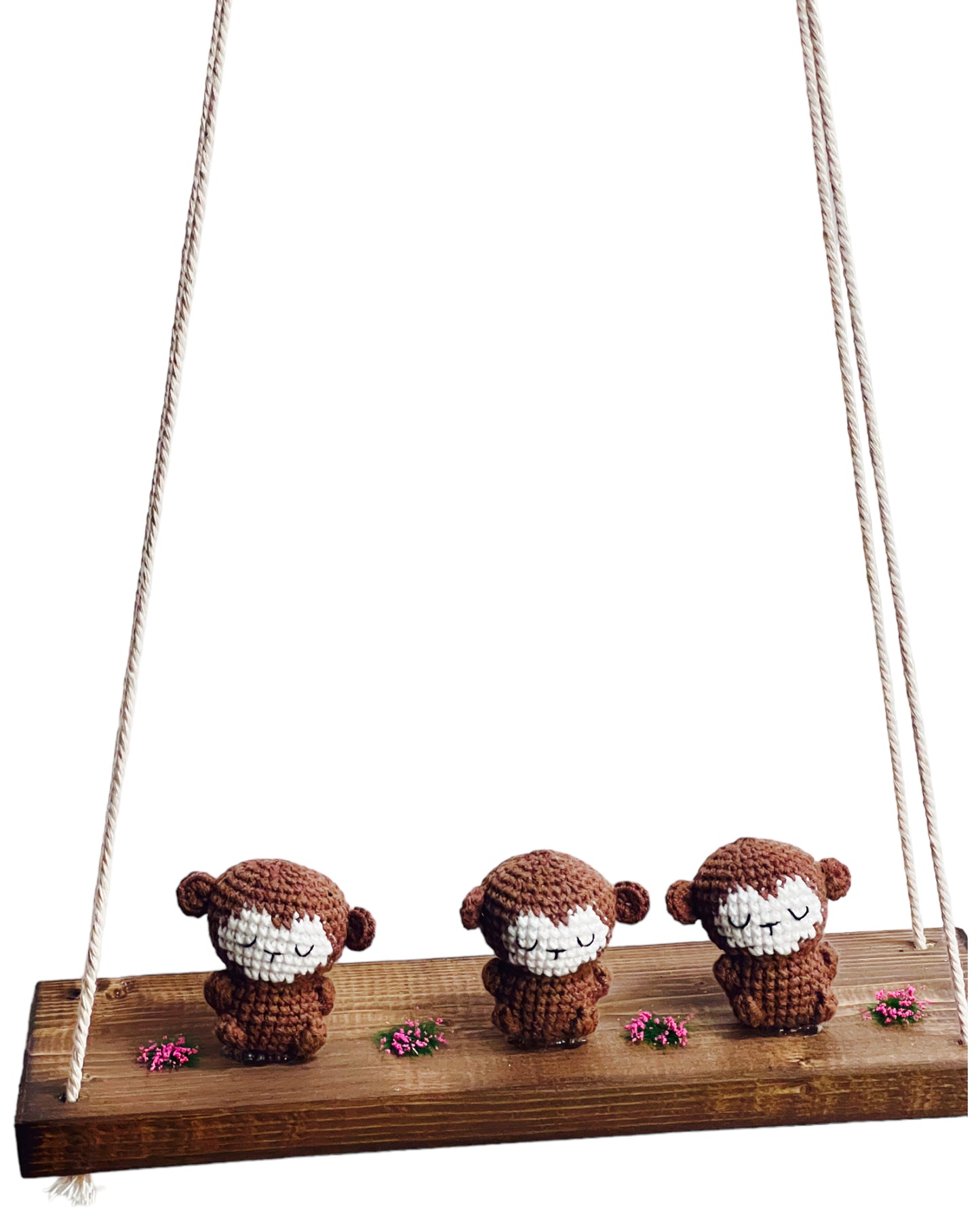 Monkeys on a swing Hanging Wall Shelf