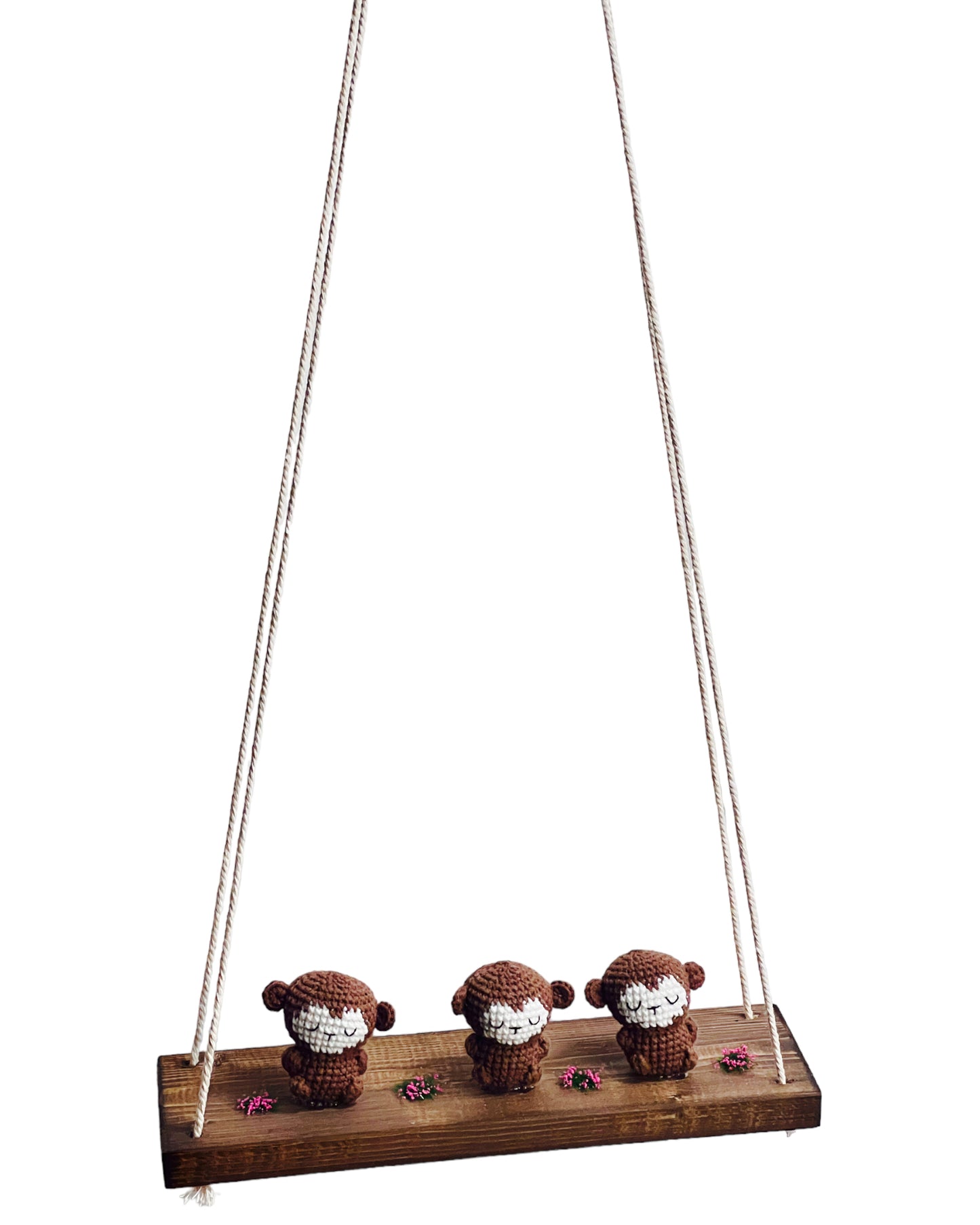 Monkeys on a swing Hanging Wall Shelf