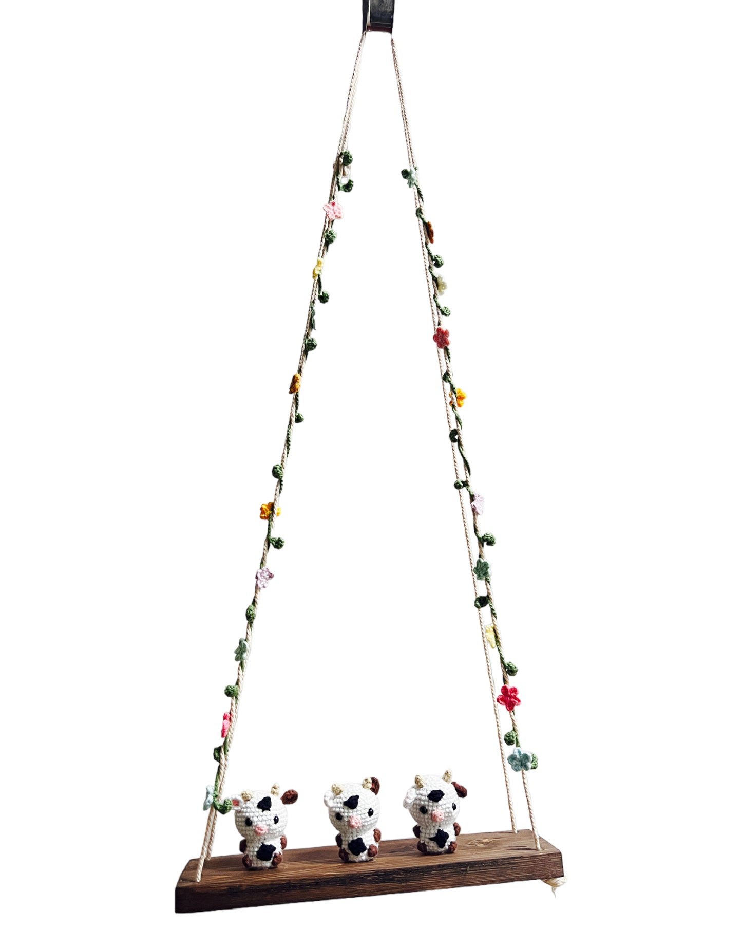 Cows on a swing Hanging Wall Shelf