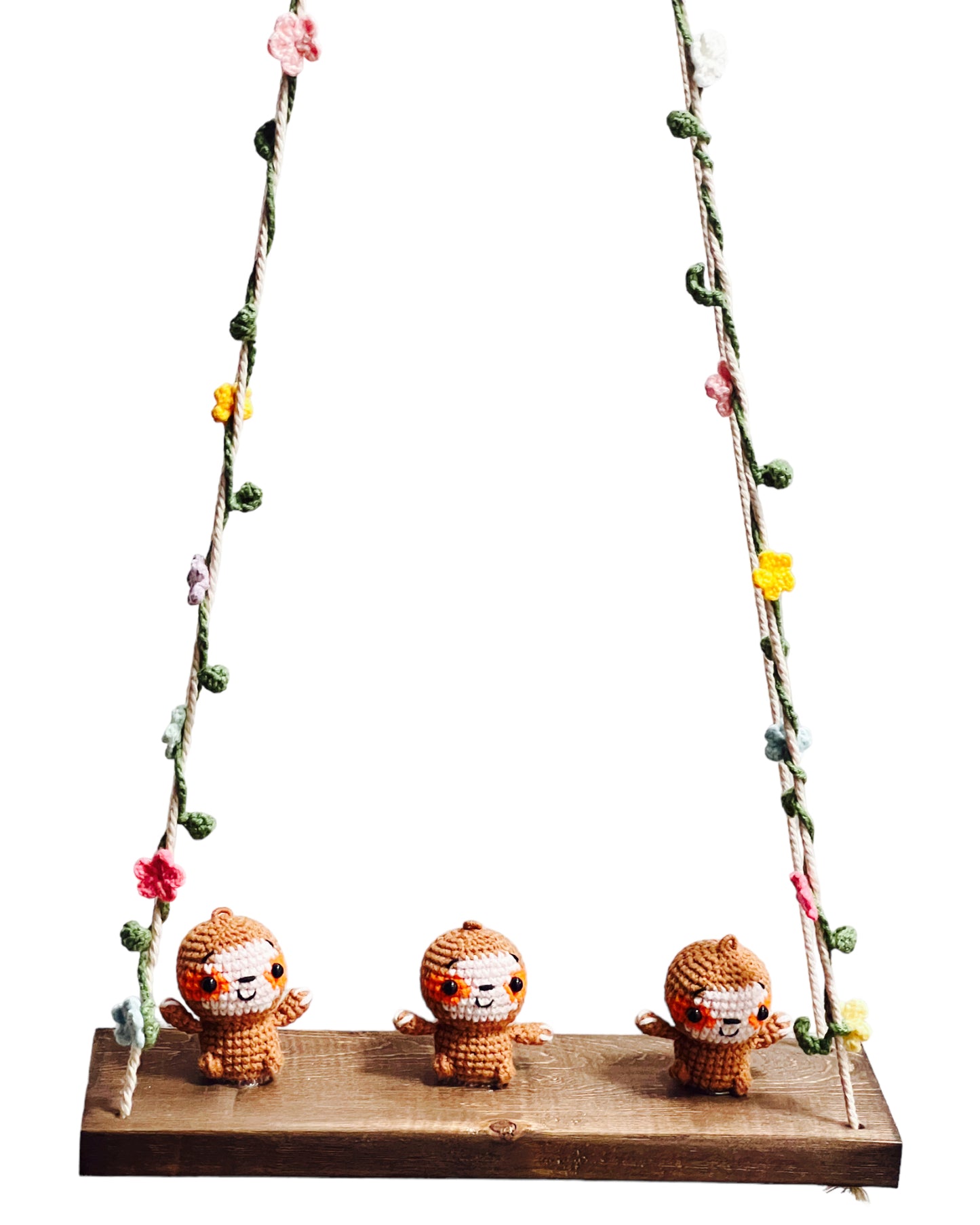 Sloths on a swing Hanging Wall Shelf