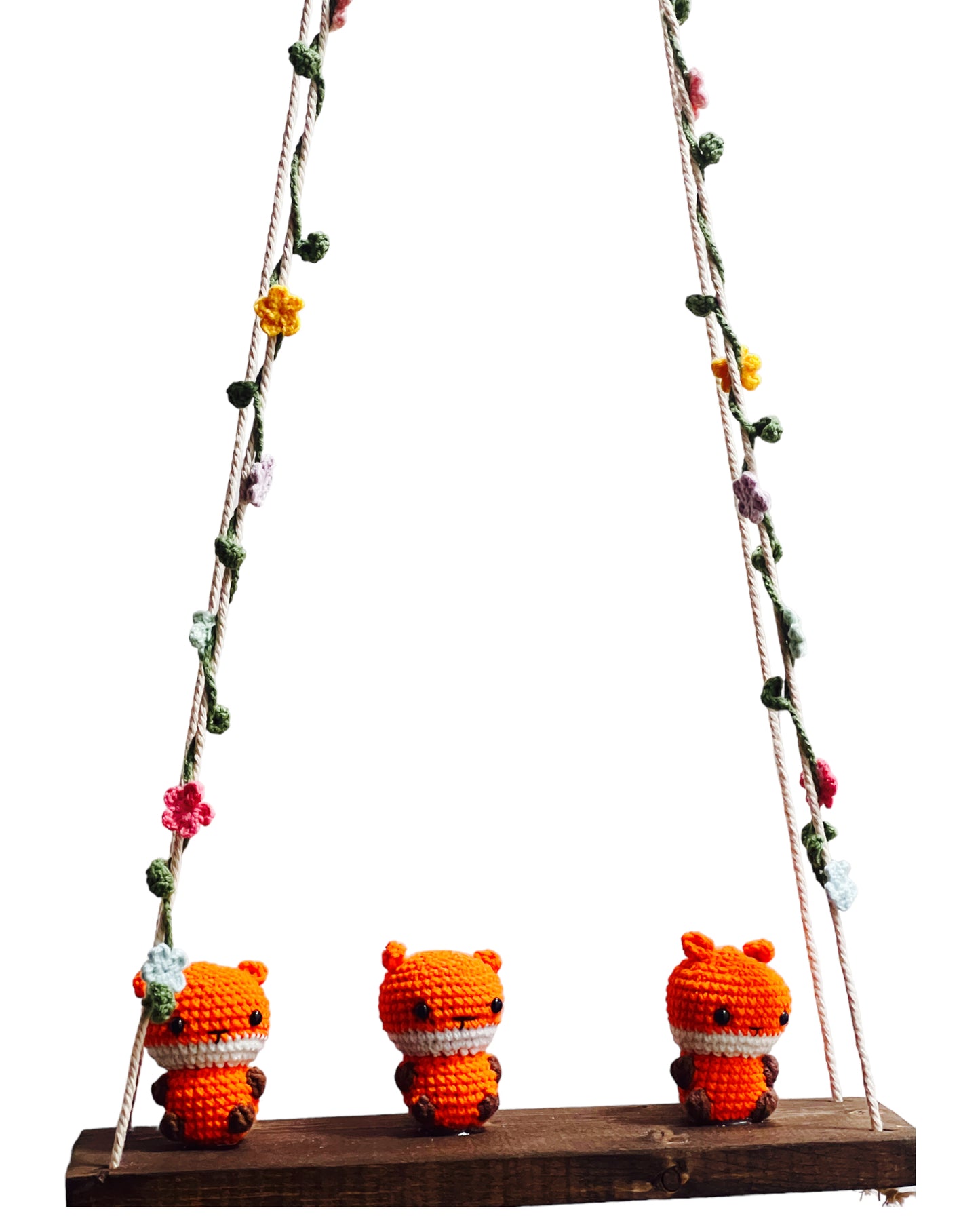 Foxes on a swing Hanging Wall Shelf