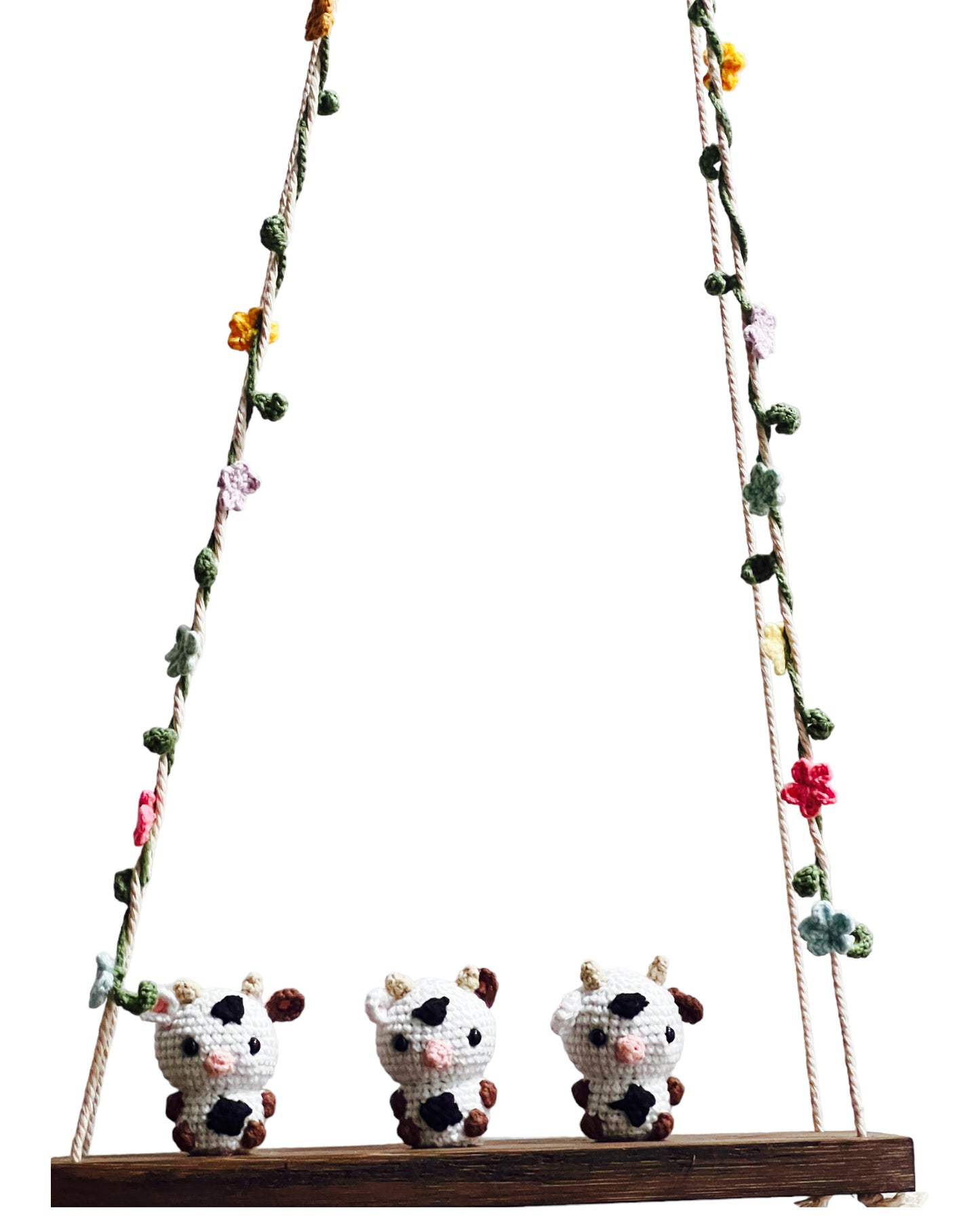 Cows on a swing Hanging Wall Shelf