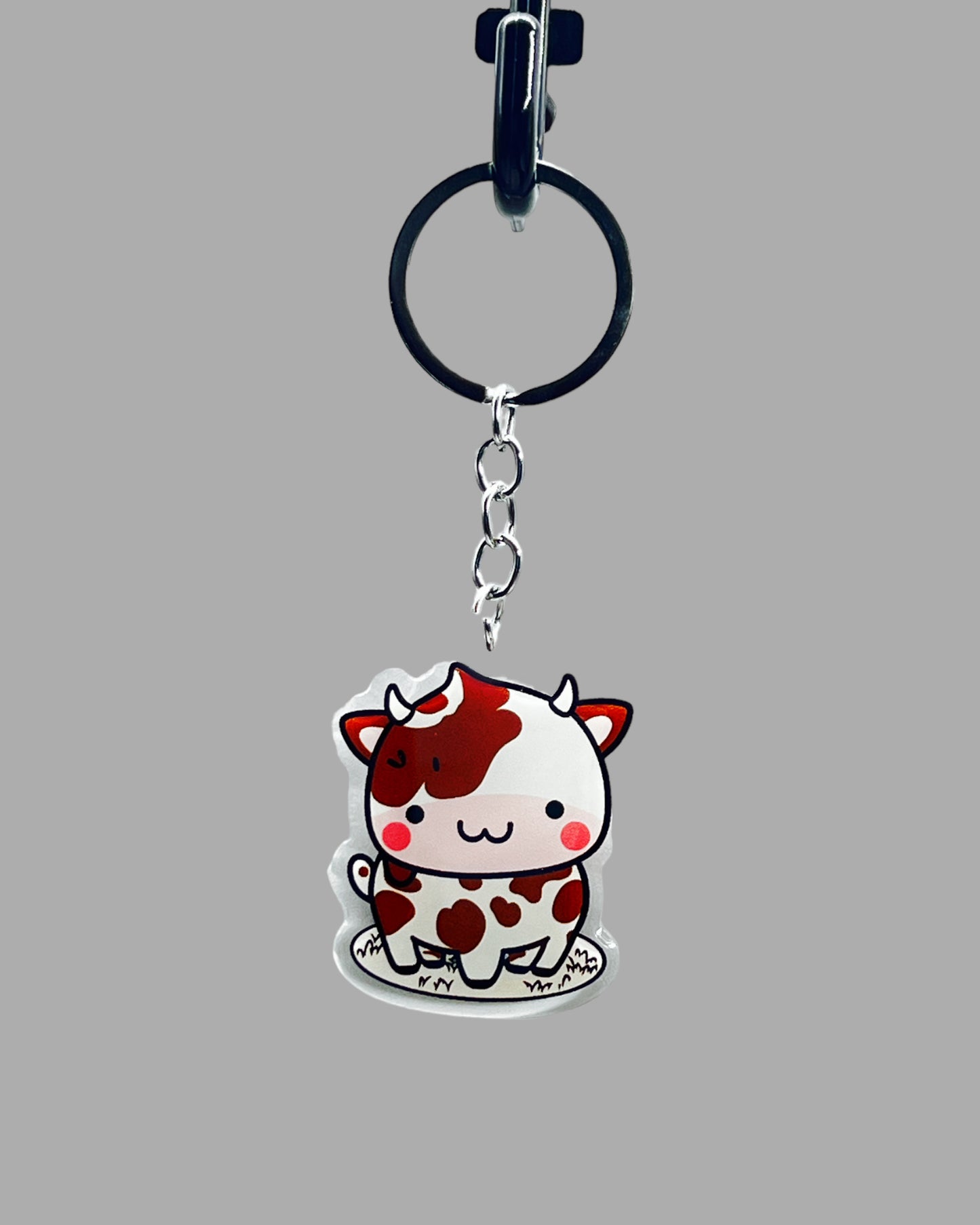 Cow Acrylic keychain, Farm Animal Cute kawaii memorial ornament, pet portrait charm gift backpack fob, dad car décor, first day of school gift