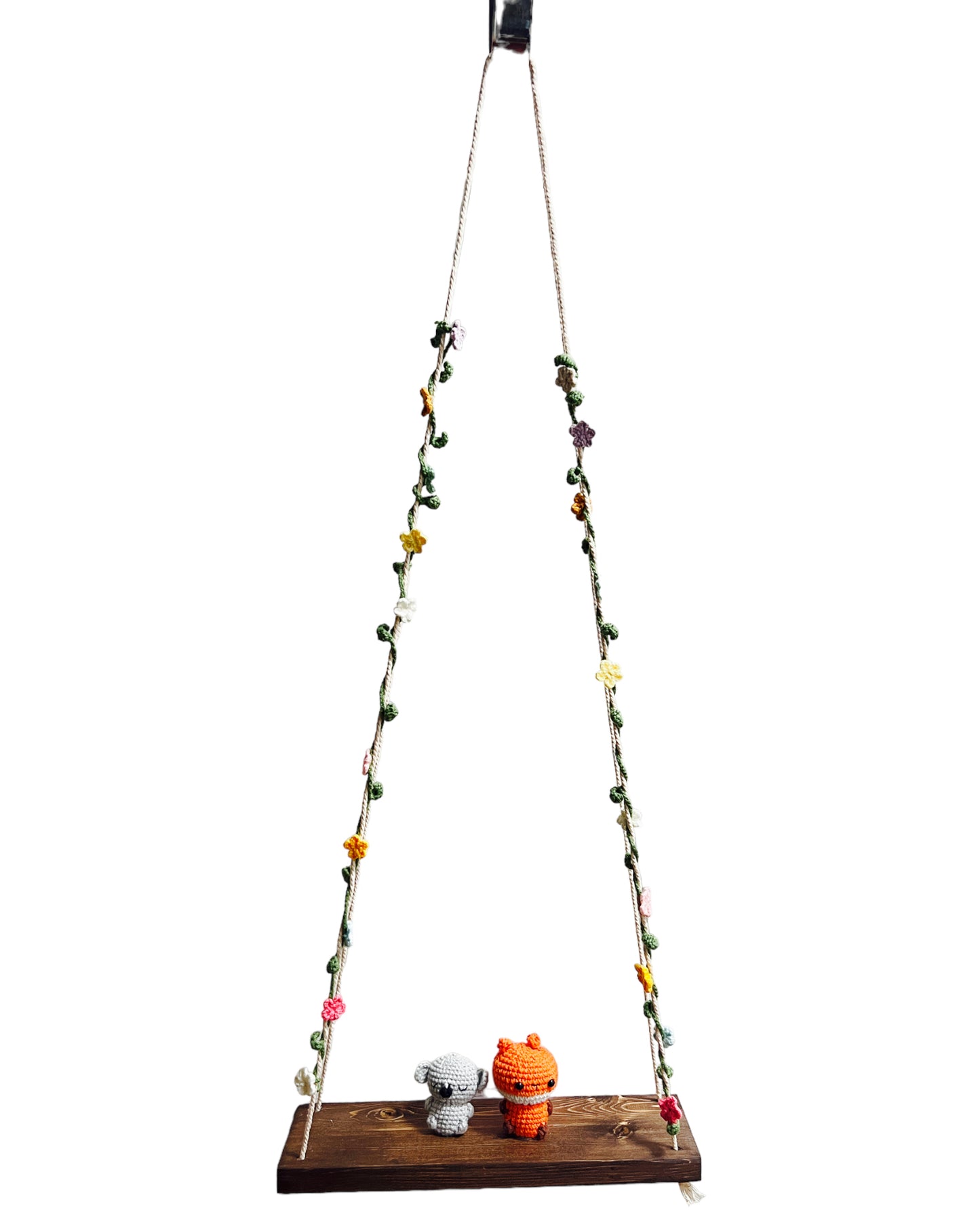 Koala and Fox on a swing Hanging Wall Shelf