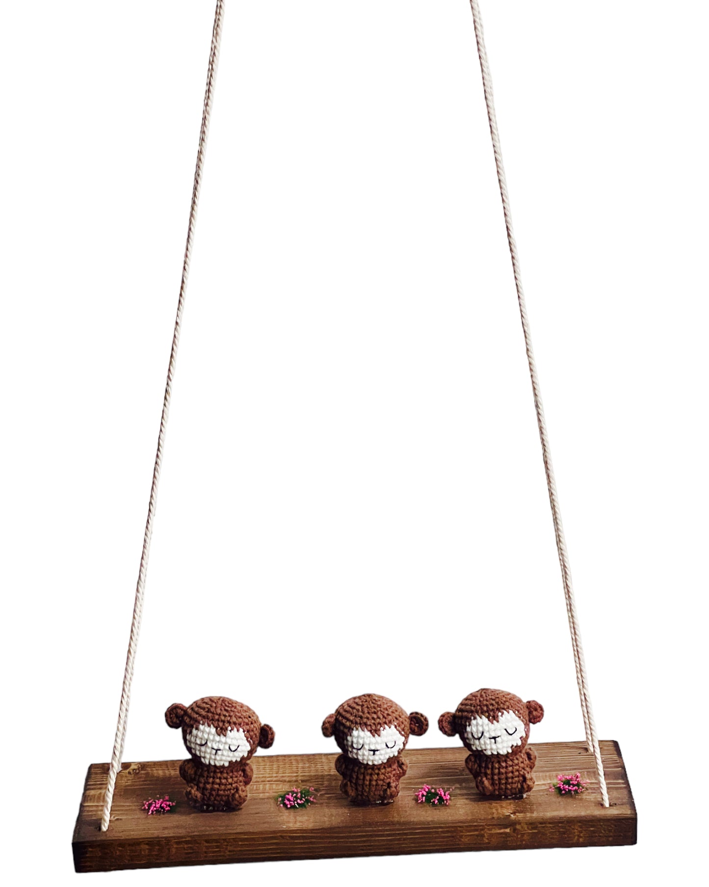 Monkeys on a swing Hanging Wall Shelf