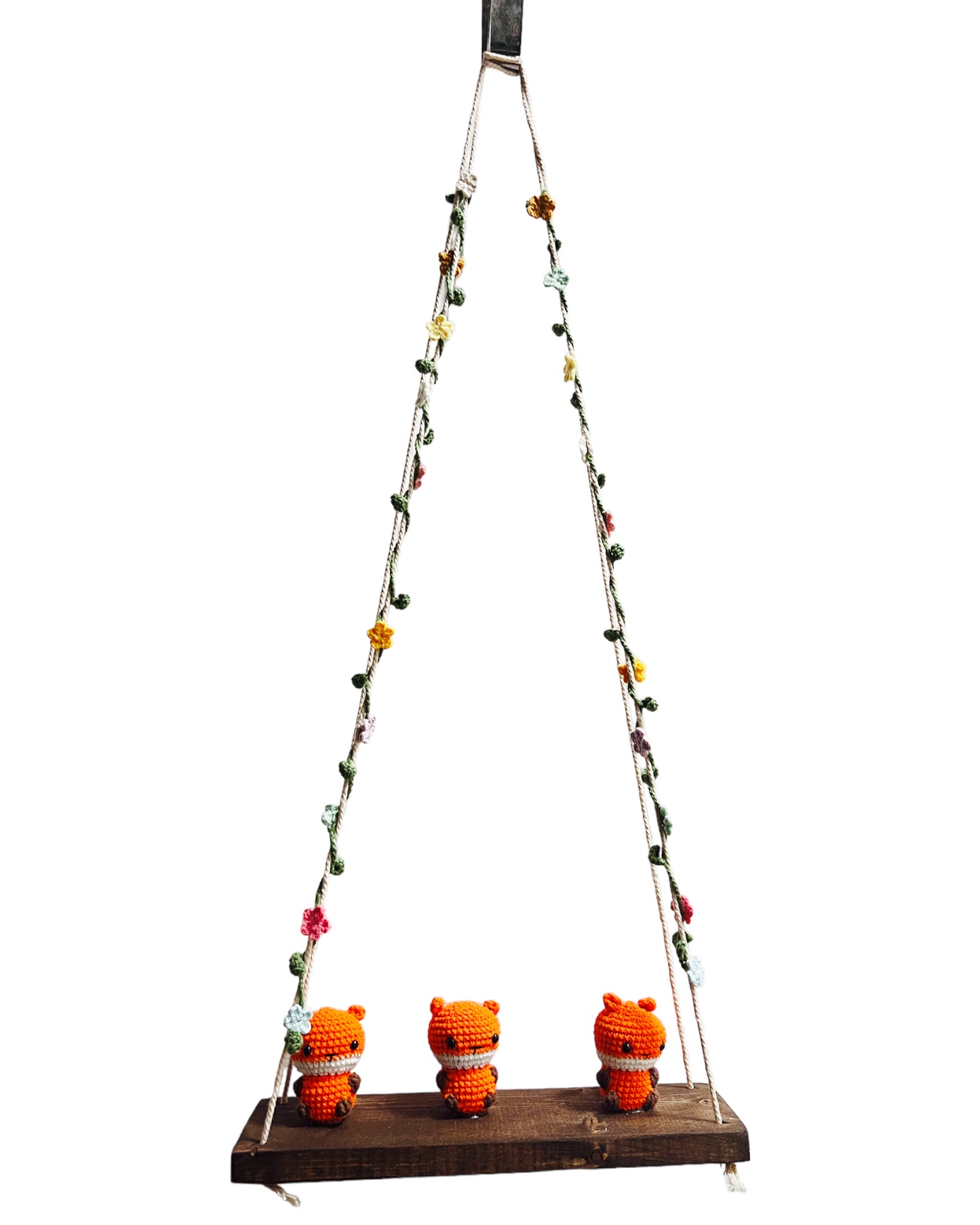 Foxes on a swing Hanging Wall Shelf