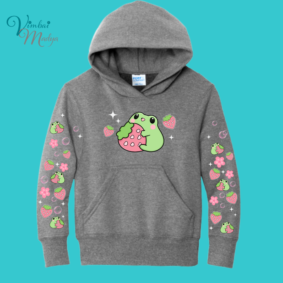 Kawaii Frog Youth Sweater Hoodie : Perfect Birthday Gift & Fall Winter Essential . Trendy, Unisex Style for Your Best Friend's Wardrobe