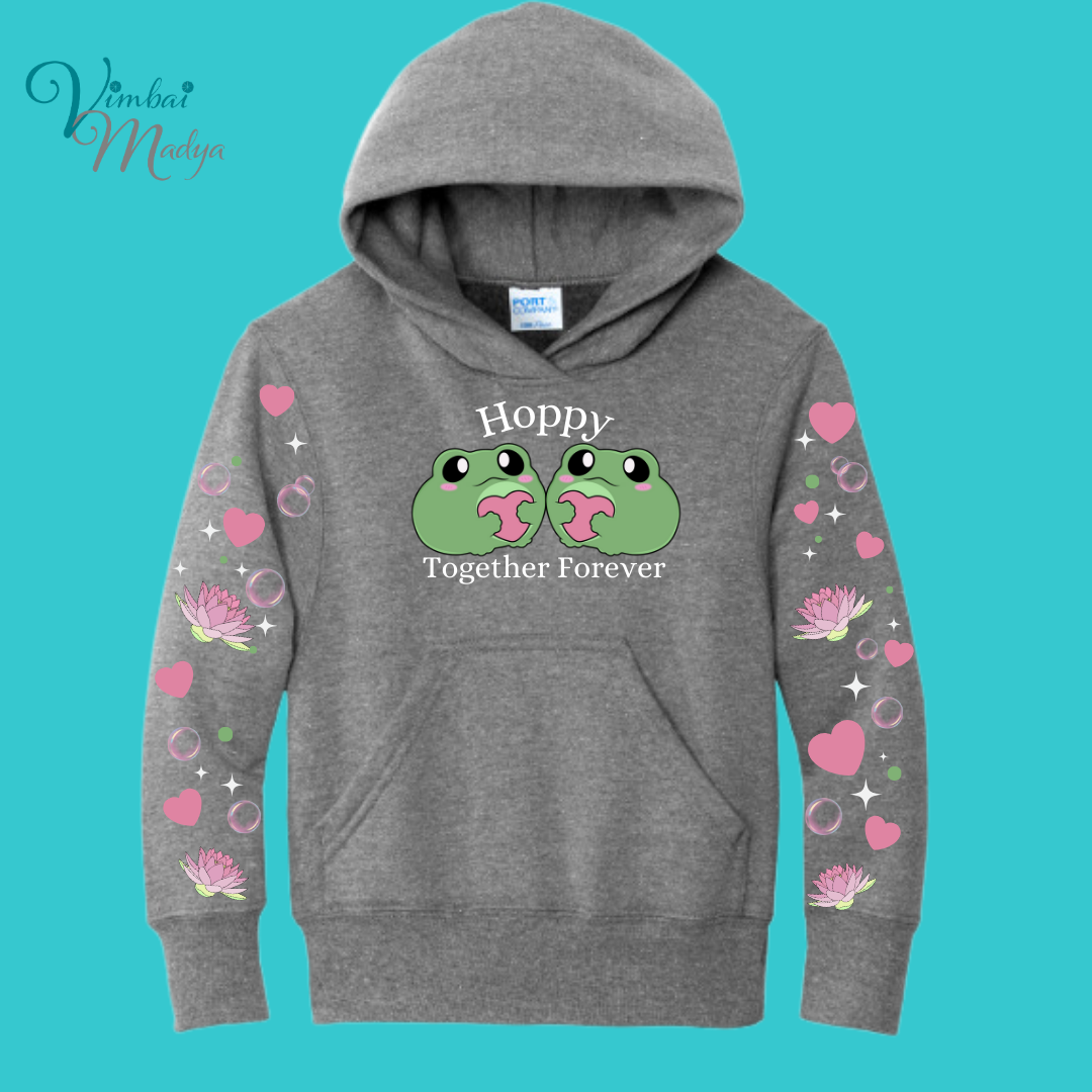 Youth Frog Sweatshirt Unisex Clothing Kawaii Hoodie : Valentine Couples and Girlfriend Gift . Fall Winter Essential