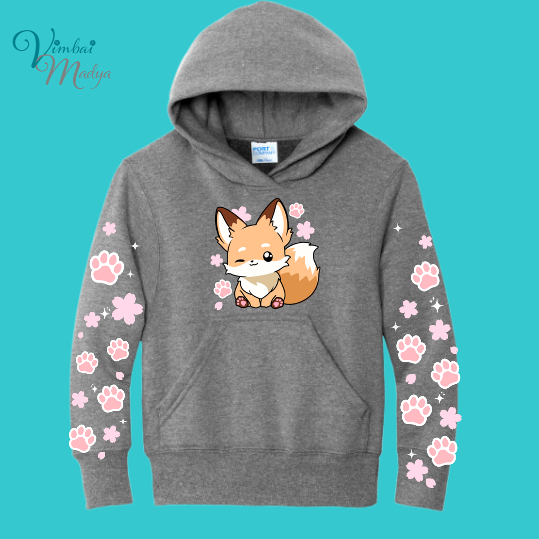 Youth Fox Sweatshirt Unisex Clothing Kawaii Animal Hoodie : Fantastic Mr Fox and Best Friend Gift . Fall Winter Essential . Gift for her