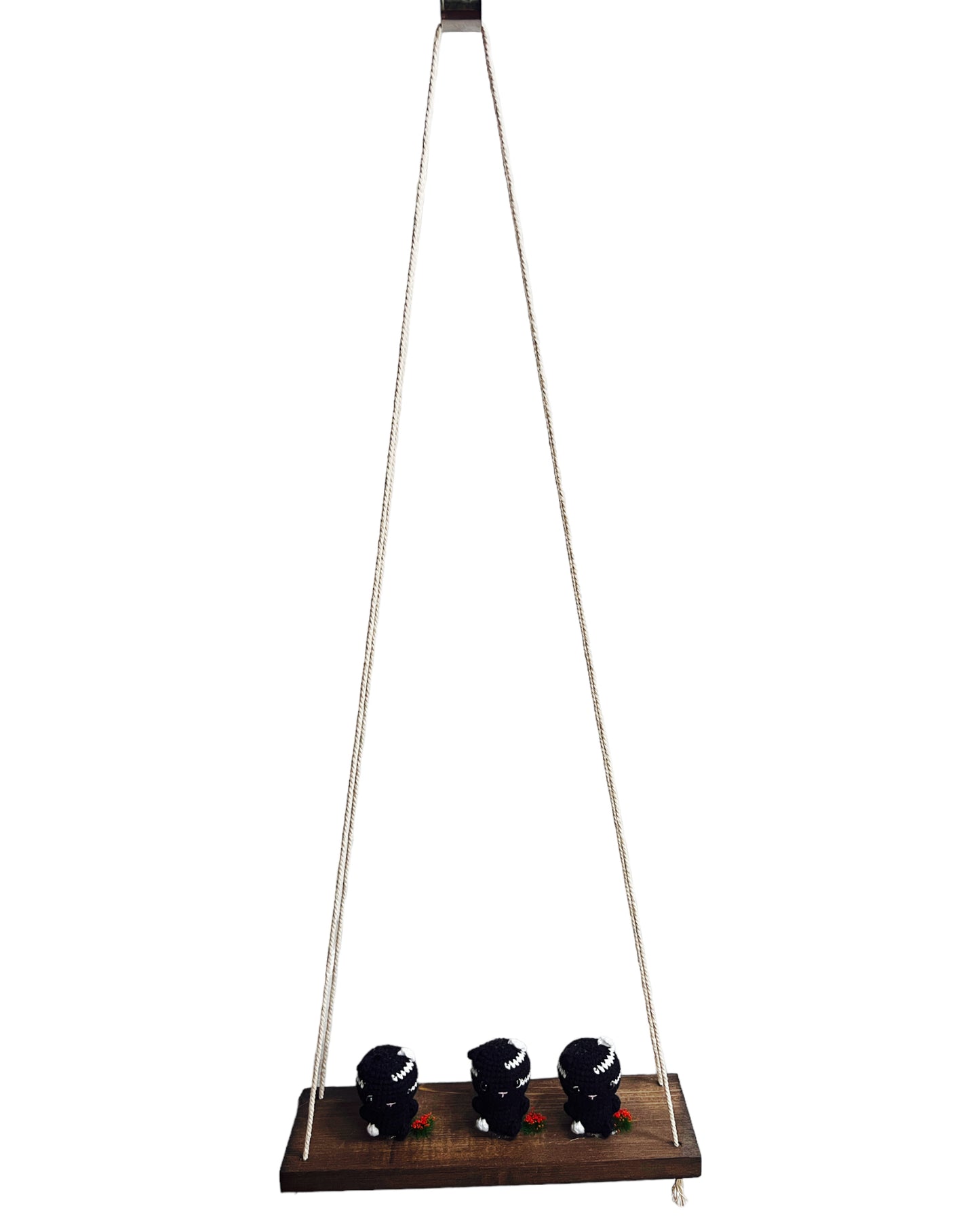 Black cats on a swing Hanging Wall Shelf
