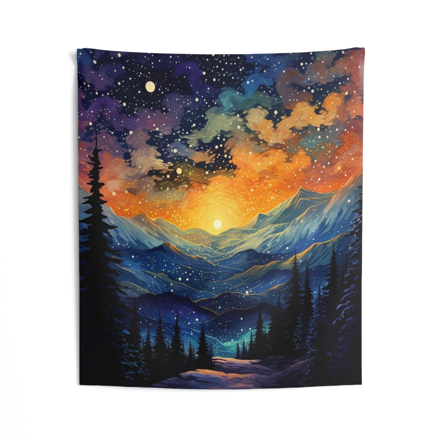 Mountain art Tapestry Contemporary Home Decor . Galaxy Wall Hanging Art for Baby Nursery, Dorm room, Coastal Home . Housewarming Gift