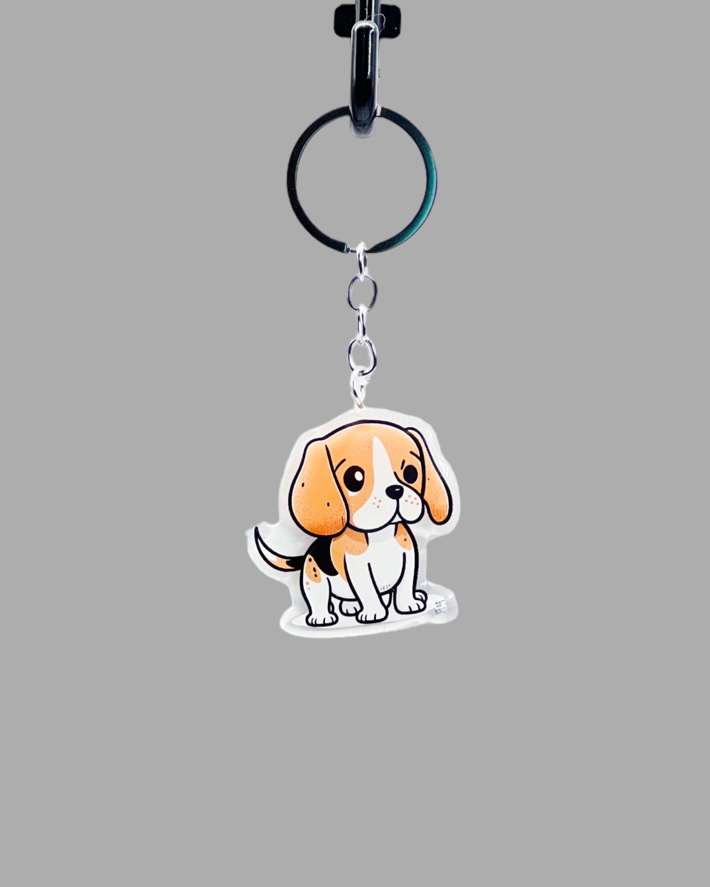 Beagle Dog Acrylic keychain Cute kawaii memorial ornament, pet portrait charm gift backpack photo fob, dad car décor, first day of school