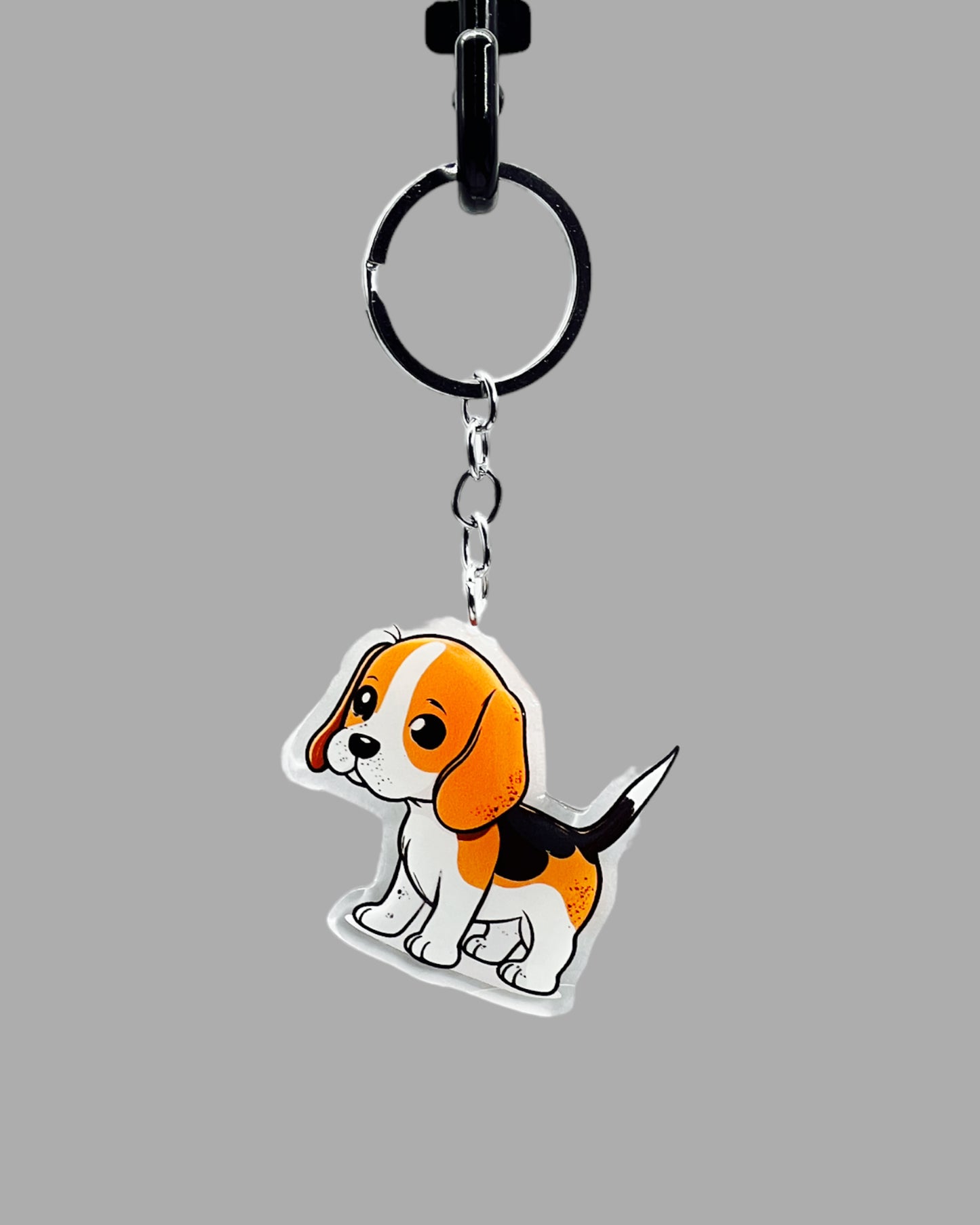 Beagle Dog Acrylic keychain Cute kawaii memorial ornament, pet portrait charm gift backpack photo fob, dad car décor, first day of school