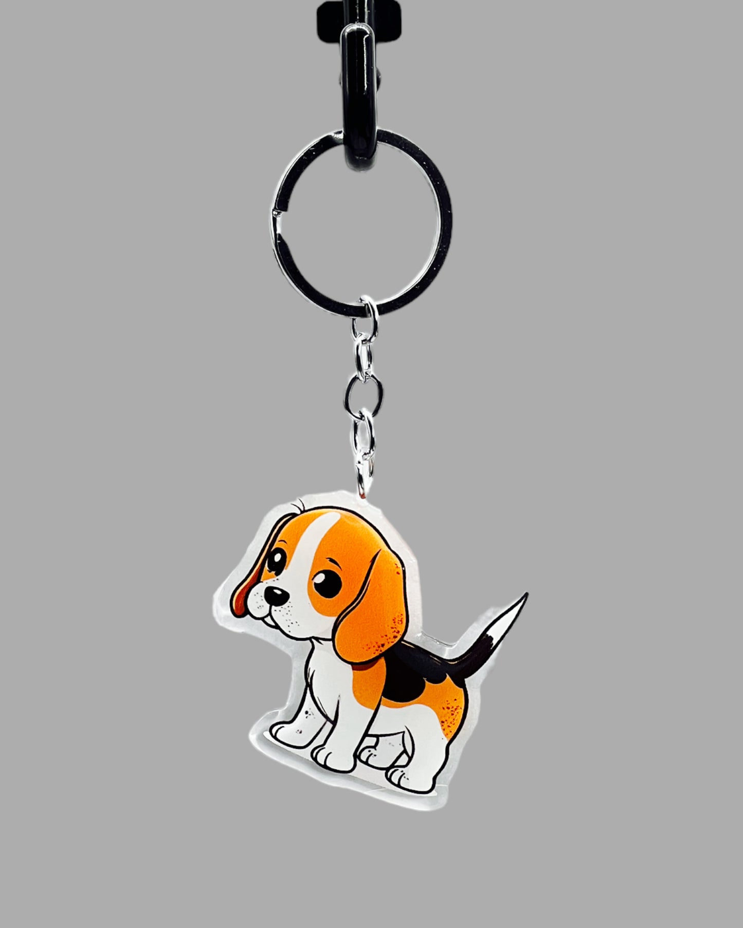 Beagle Dog Acrylic keychain, Cute kawaii animal memorial ornament, pet portrait charm gift backpack photo fob or dad car décor