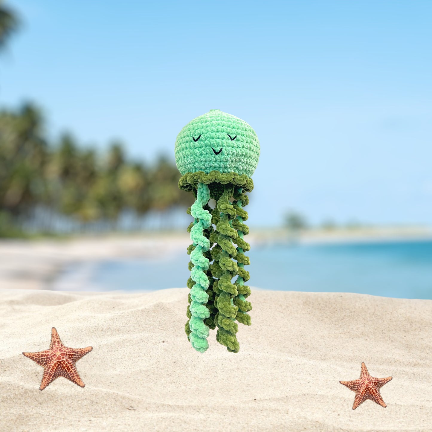 Jellyfish Handmade Crochet stuffed Doll for Montessori Play, Nursery Decor, and Baby Shower Gifts . Granddaughter, niece, nephew & grandson