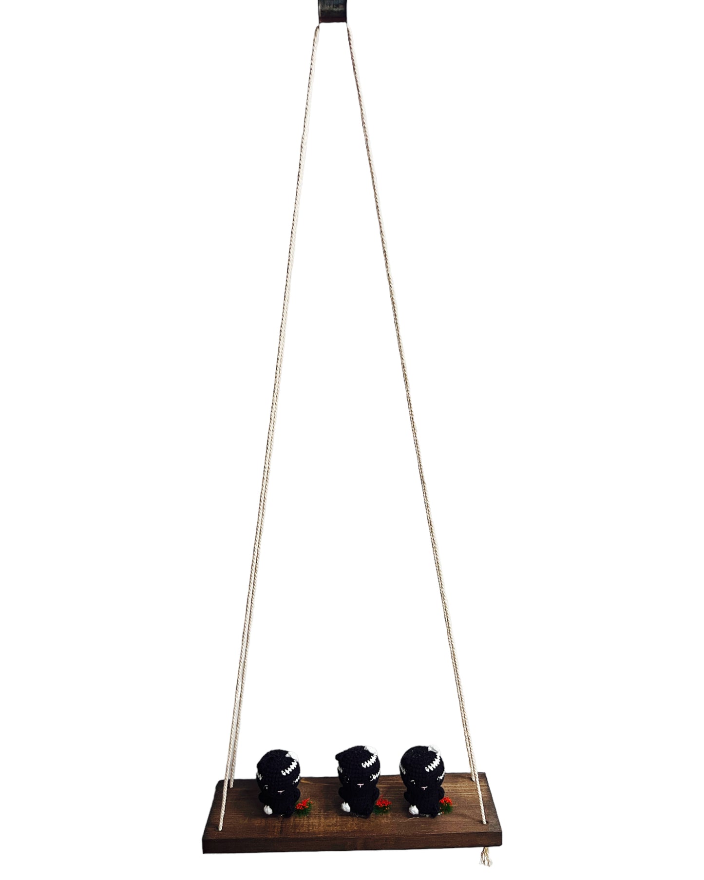 Black cats on a swing Hanging Wall Shelf