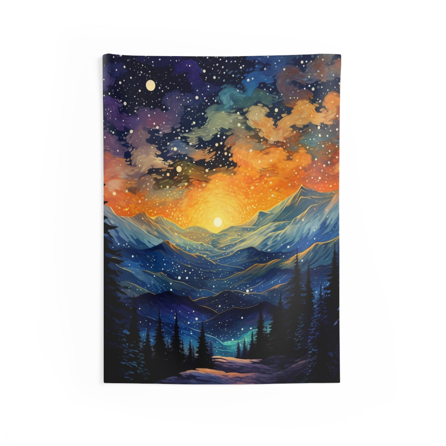 Mountain art Tapestry Contemporary Home Decor . Galaxy Wall Hanging Art for Baby Nursery, Dorm room, Coastal Home . Housewarming Gift