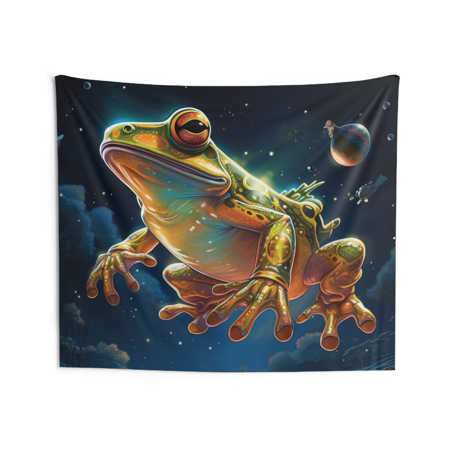 Frog Tapestry Contemporary Home Decor . Galaxy Wall Hanging Art for Baby Nursery, Dorm room, Coastal Home . Housewarming Gift