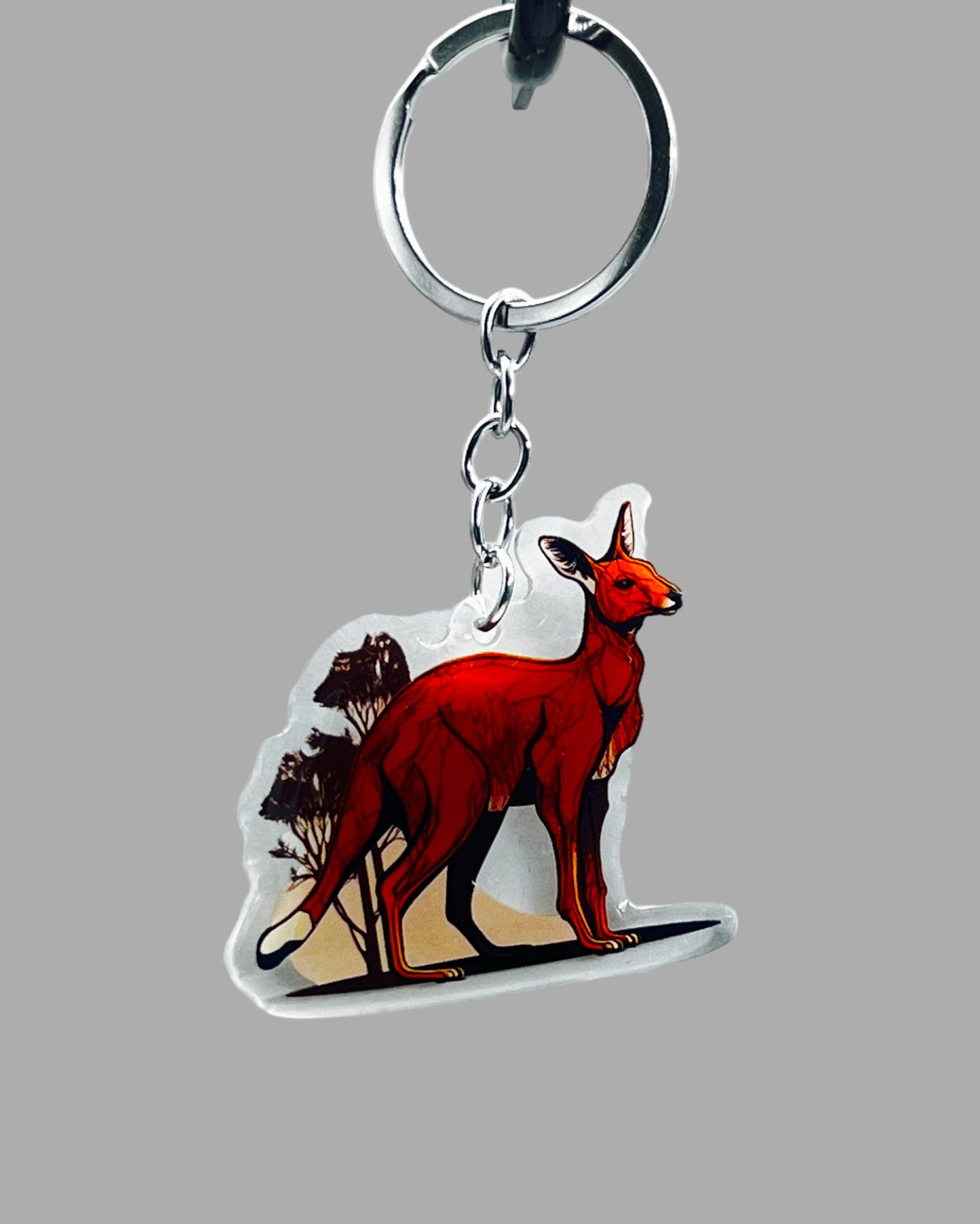 Kangaroo Acrylic keychain, wildlife Jellyfish Acrylic Keychain, Wildlife Cute kawaii memorial ornament, pet portrait charm gift backpack fob, dad car décor, first day of school gift
