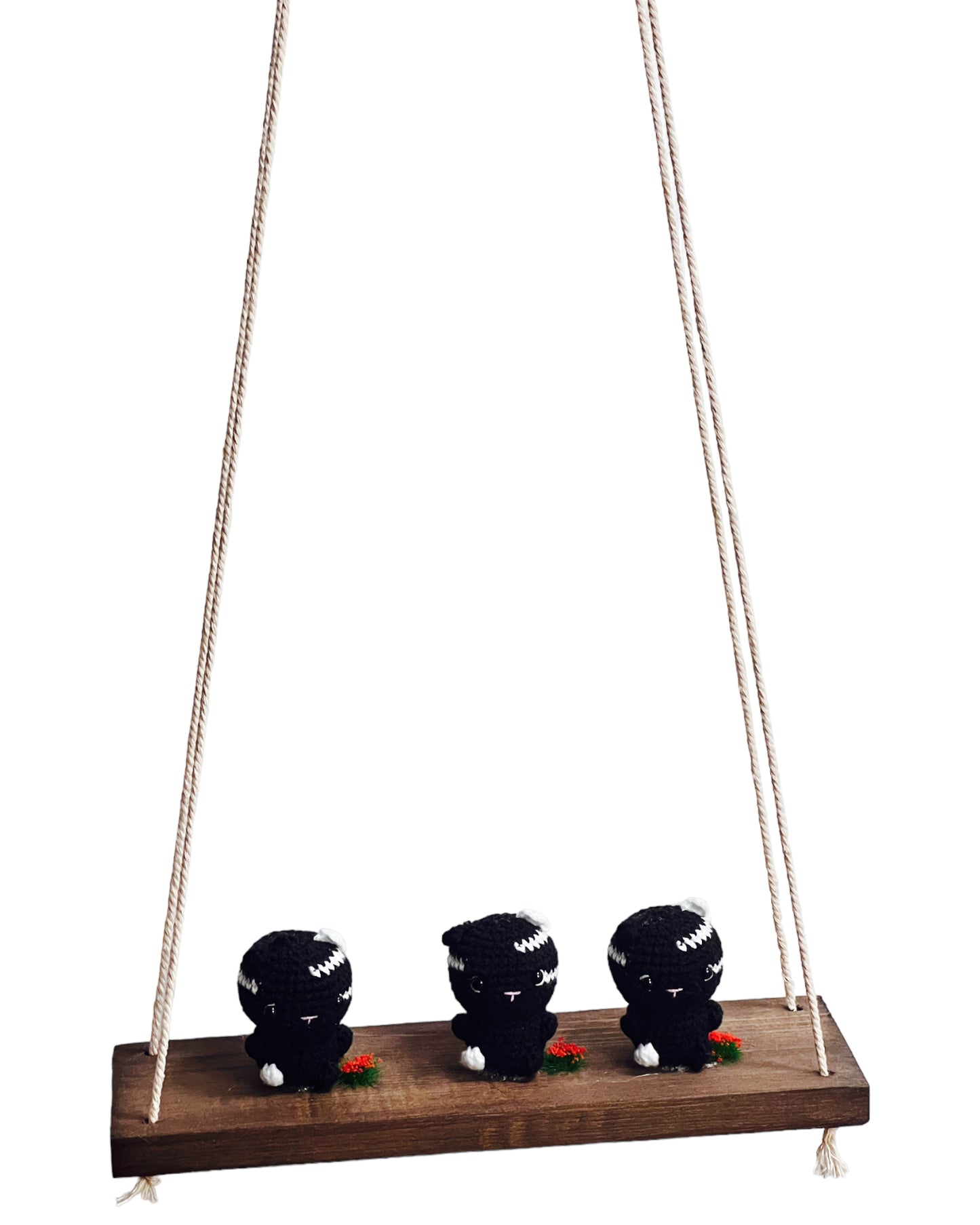 Black cats on a swing Hanging Wall Shelf