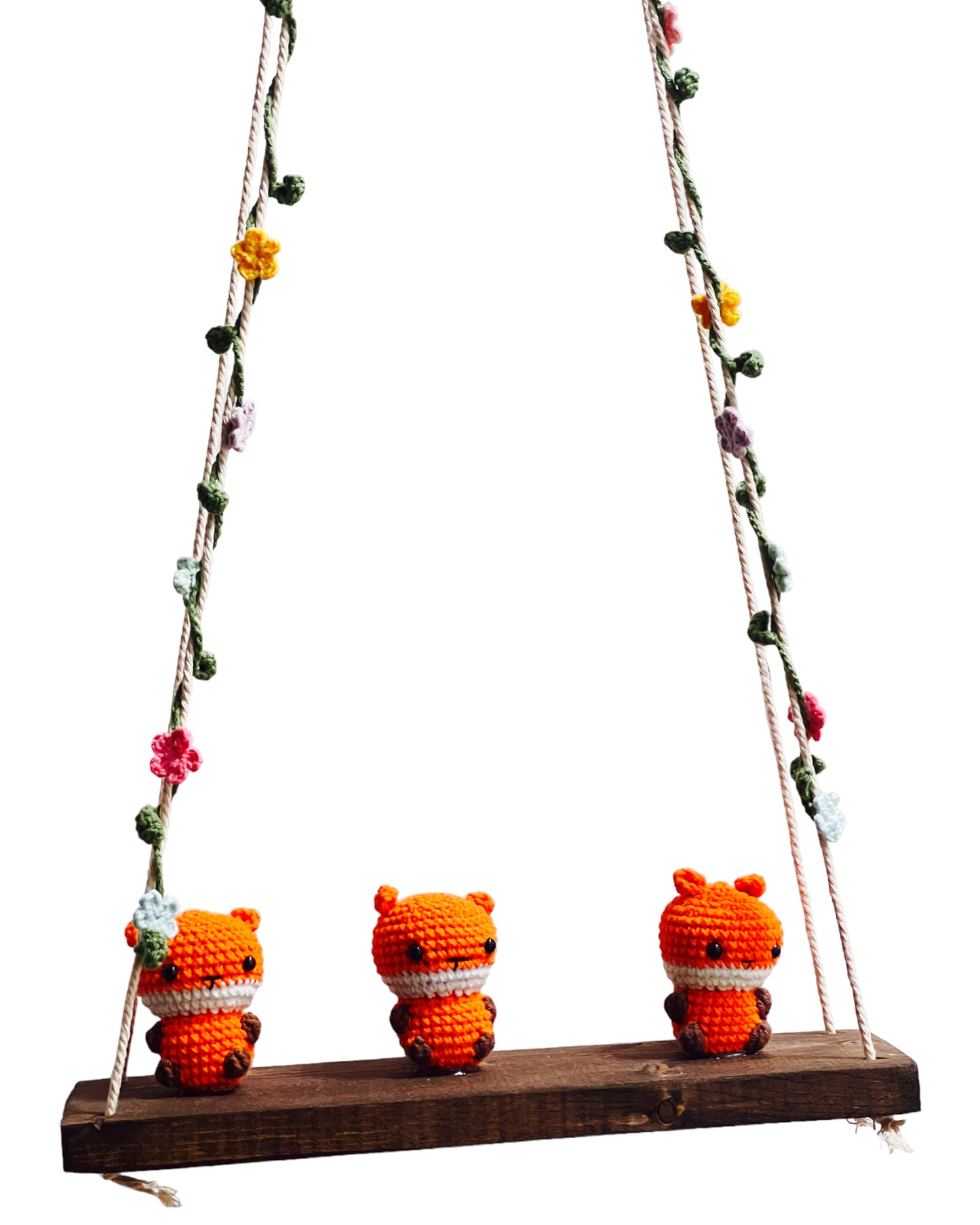 Foxes on a swing Hanging Wall Shelf