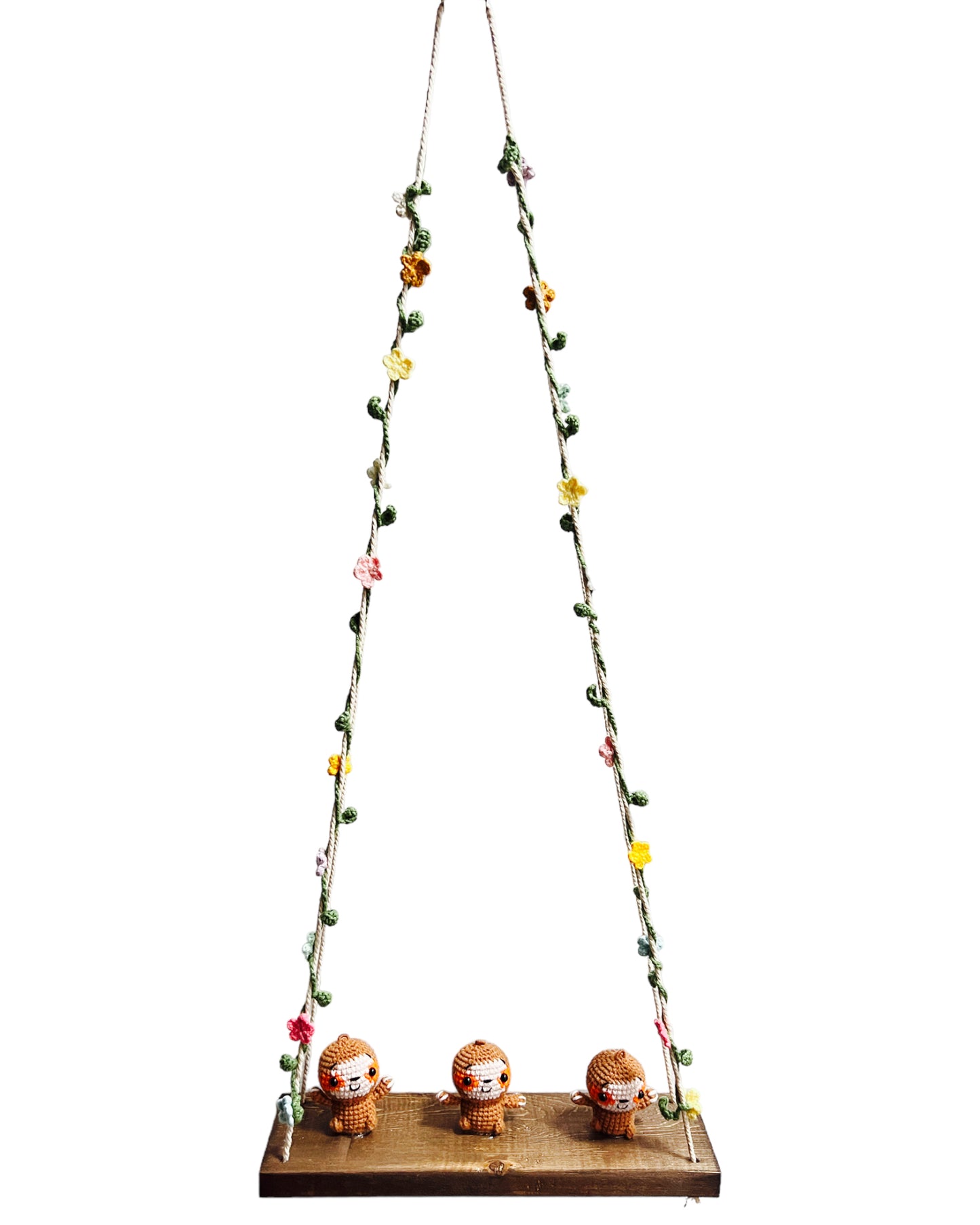 Sloths on a swing Hanging Wall Shelf