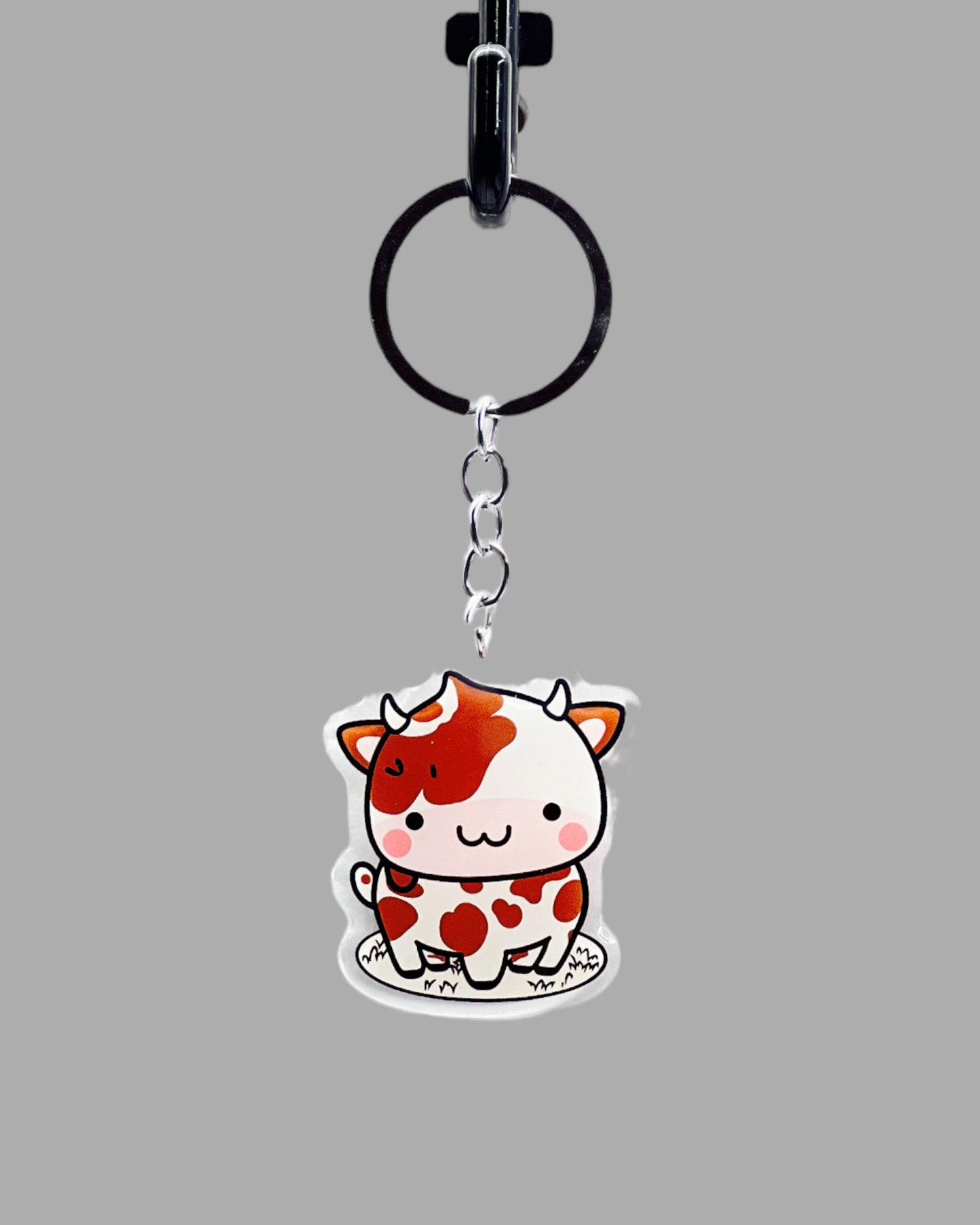 Cow Acrylic keychain, Farm Animal Cute kawaii memorial ornament, pet portrait charm gift backpack fob, dad car décor, first day of school gift