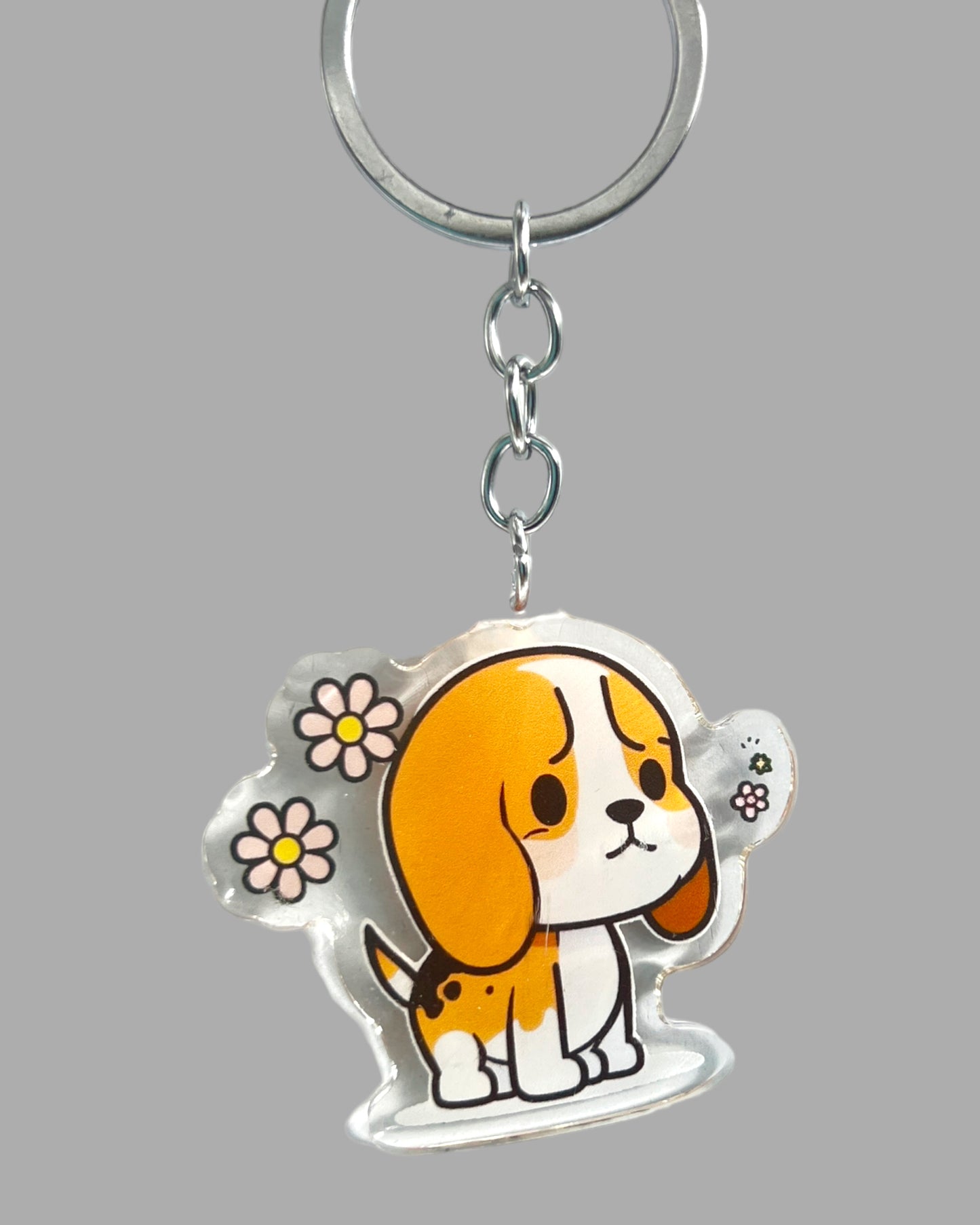 Beagle Dog Acrylic keychain Cute kawaii memorial ornament, pet portrait charm gift backpack photo fob, dad car décor, first day of school
