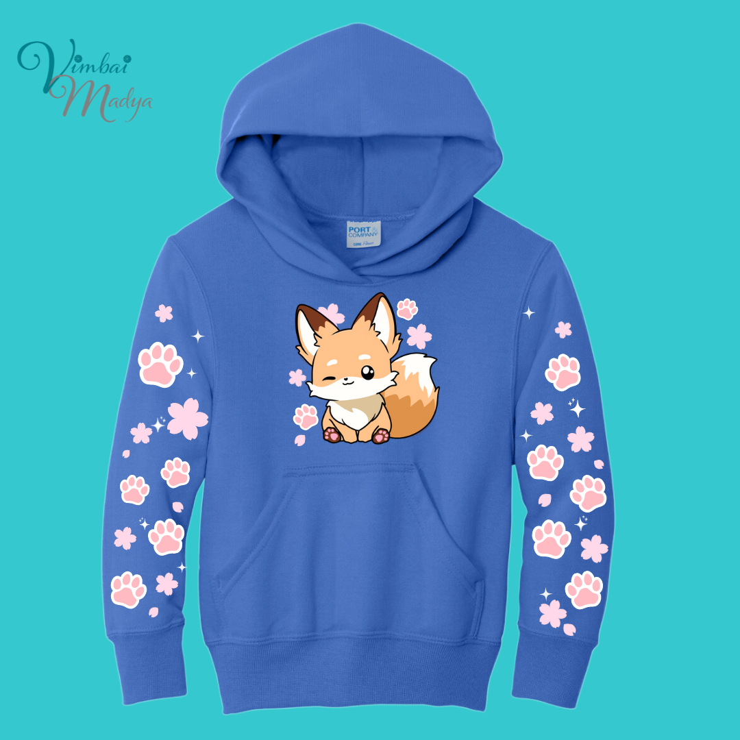 Youth Fox Sweatshirt Unisex Clothing Kawaii Animal Hoodie : Fantastic Mr Fox and Best Friend Gift . Fall Winter Essential . Gift for her