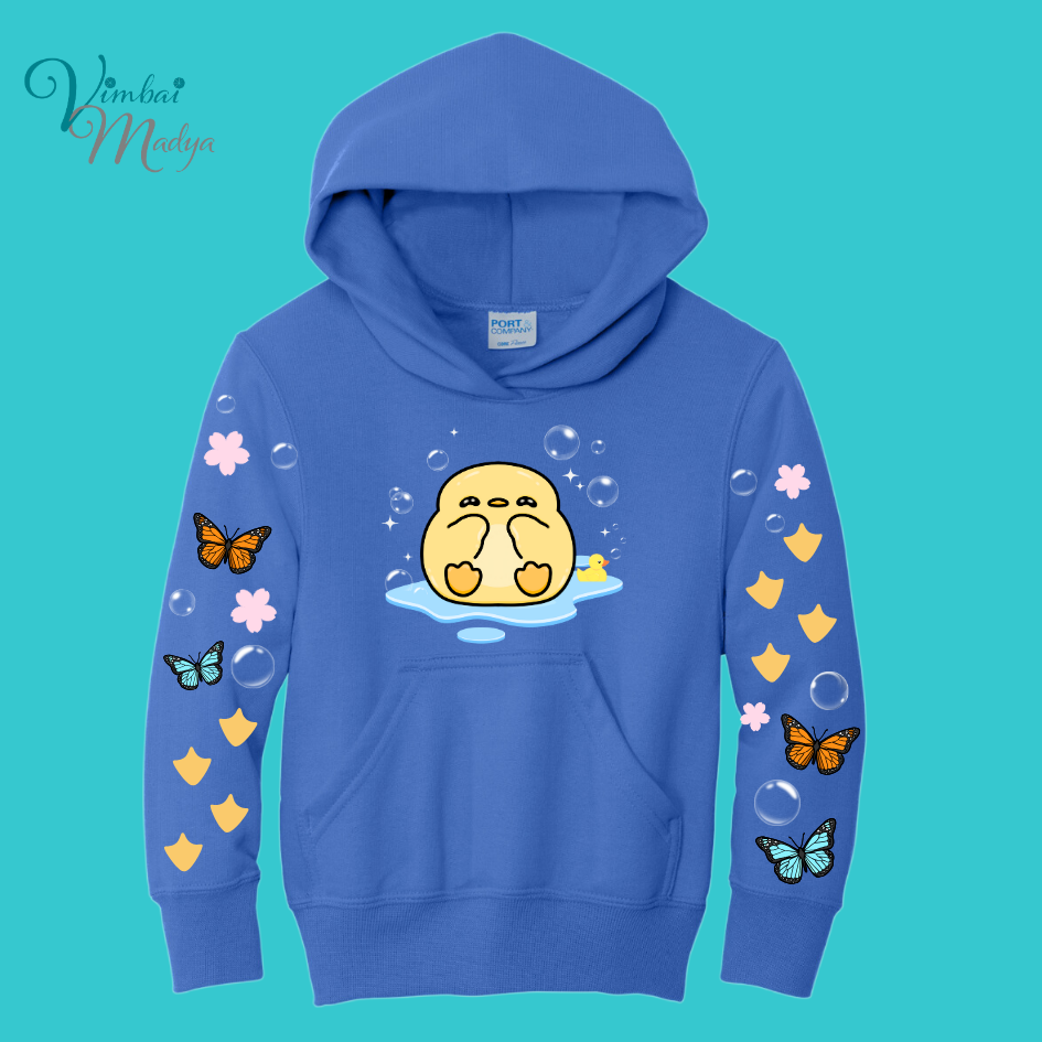 Youth Yellow Duck Sweatshirt Unisex Clothing Kawaii Hoodie : Ocean, fish, beach and Best Friend Gift . Fall Winter Essential . Gift for her