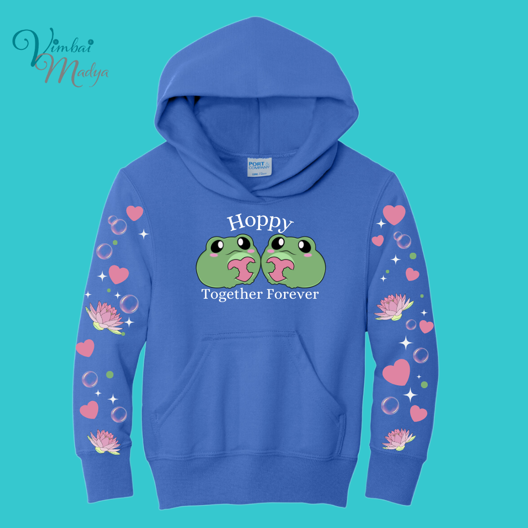 Youth Frog Sweatshirt Unisex Clothing Kawaii Hoodie : Valentine Couples and Girlfriend Gift . Fall Winter Essential