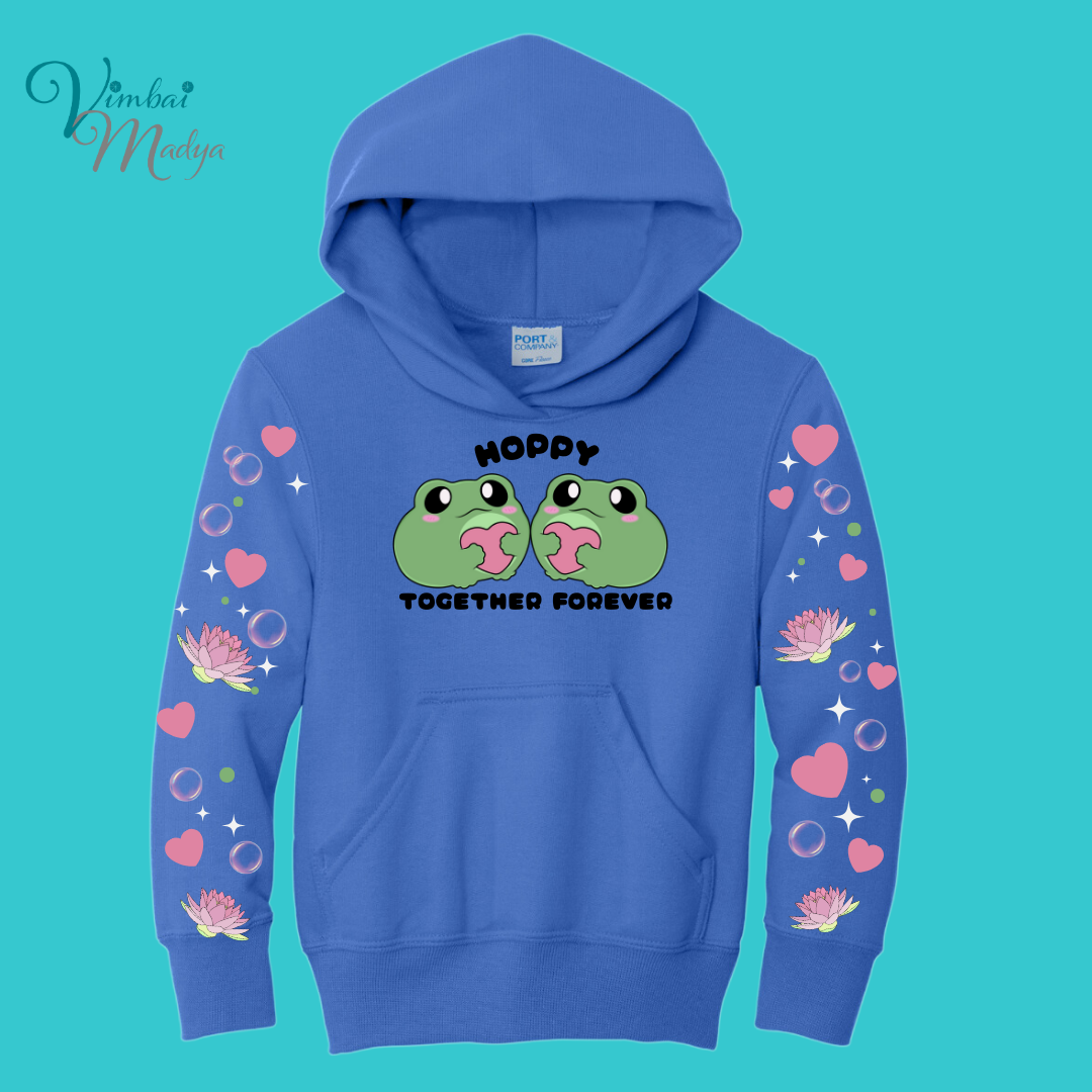 Youth Frog Sweatshirt Unisex Clothing Kawaii Hoodie : Valentine Couples and Girlfriend Gift . Fall Winter Essential