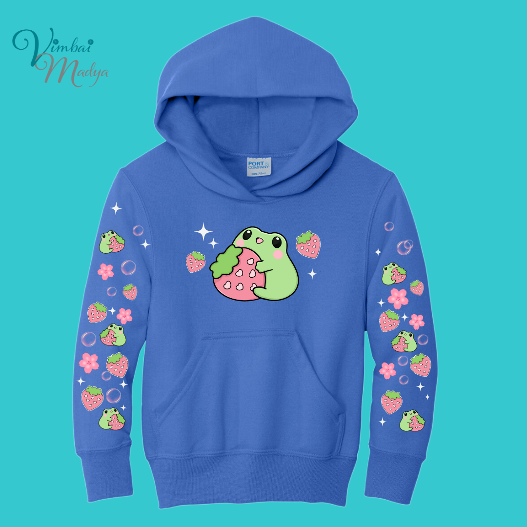 Kawaii Frog Youth Sweater Hoodie : Perfect Birthday Gift & Fall Winter Essential . Trendy, Unisex Style for Your Best Friend's Wardrobe