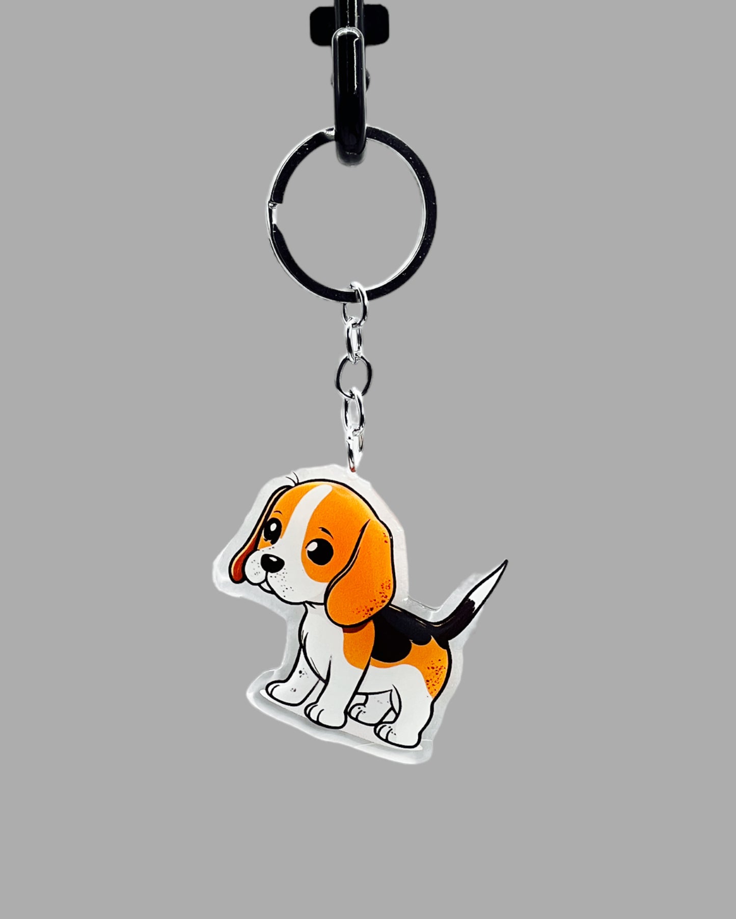 Beagle Dog Acrylic keychain Cute kawaii memorial ornament, pet portrait charm gift backpack photo fob, dad car décor, first day of school