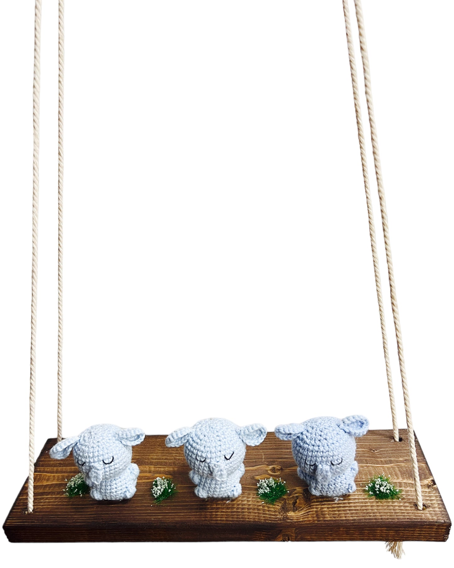 Elephants on a swing Hanging Wall Shelf