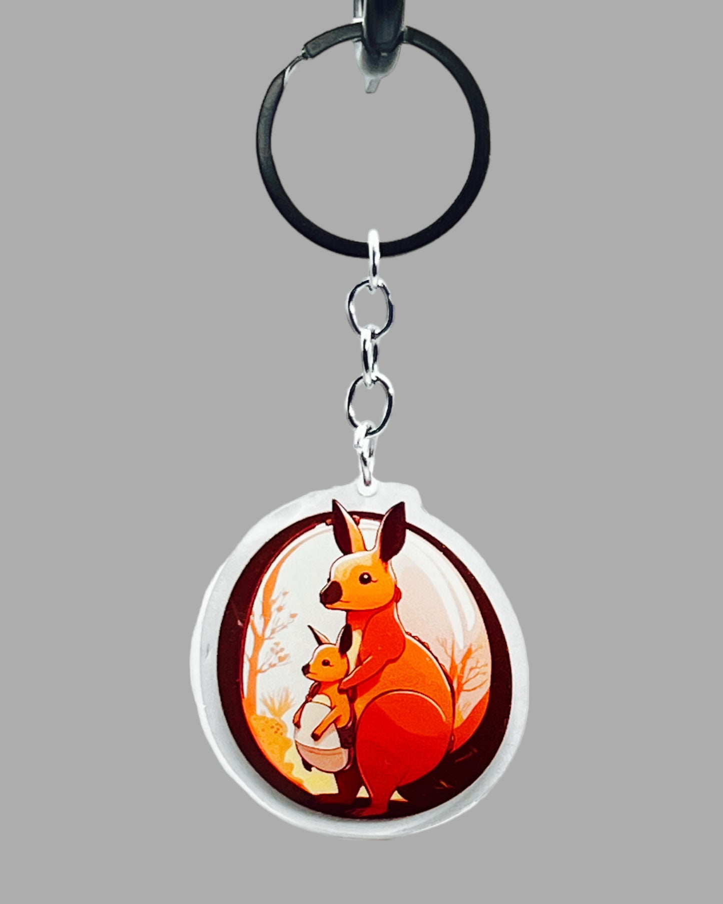 Kangaroo Acrylic keychain, wildlife Jellyfish Acrylic Keychain, Wildlife Cute kawaii memorial ornament, pet portrait charm gift backpack fob, dad car décor, first day of school gift