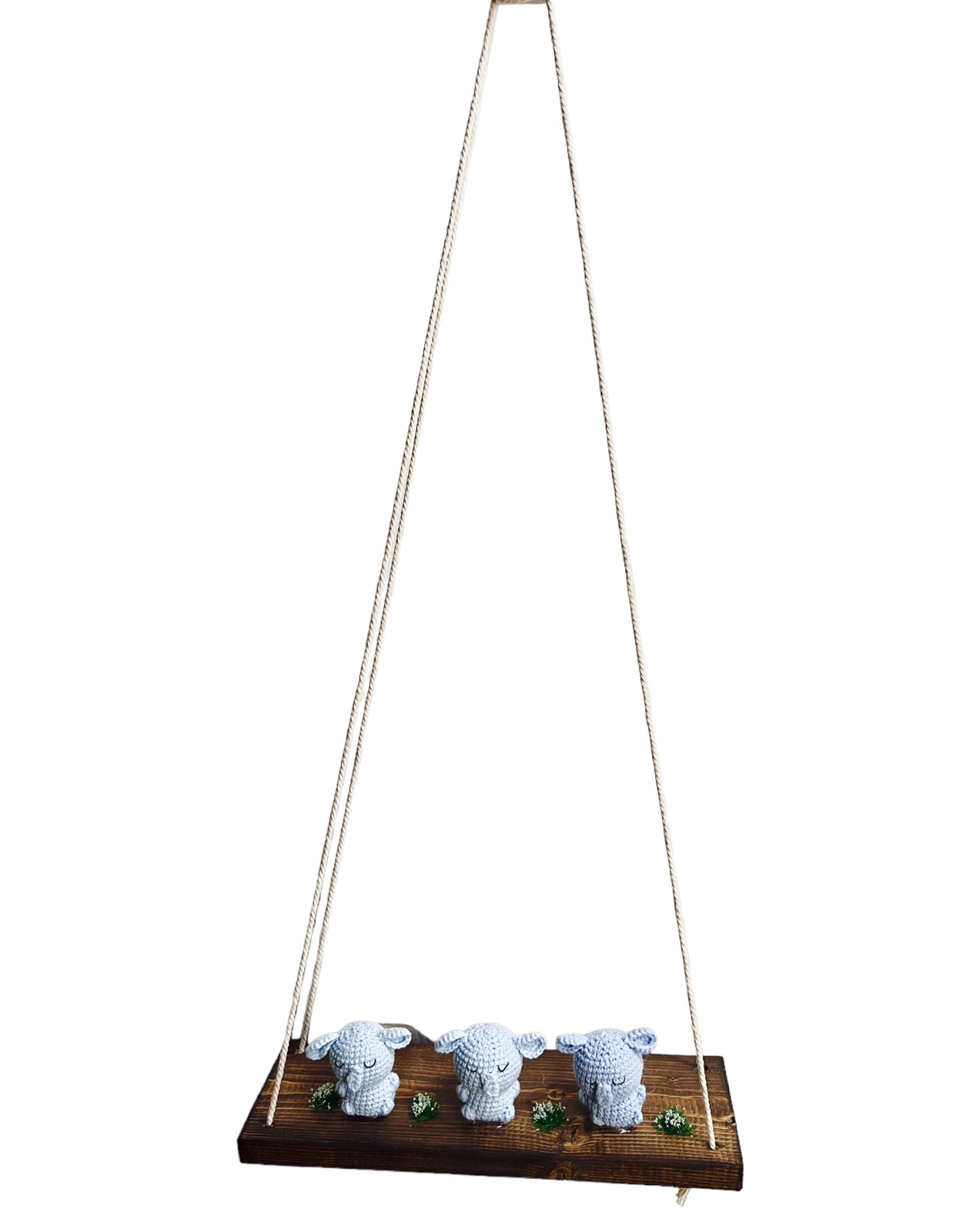Elephants on a swing Hanging Wall Shelf