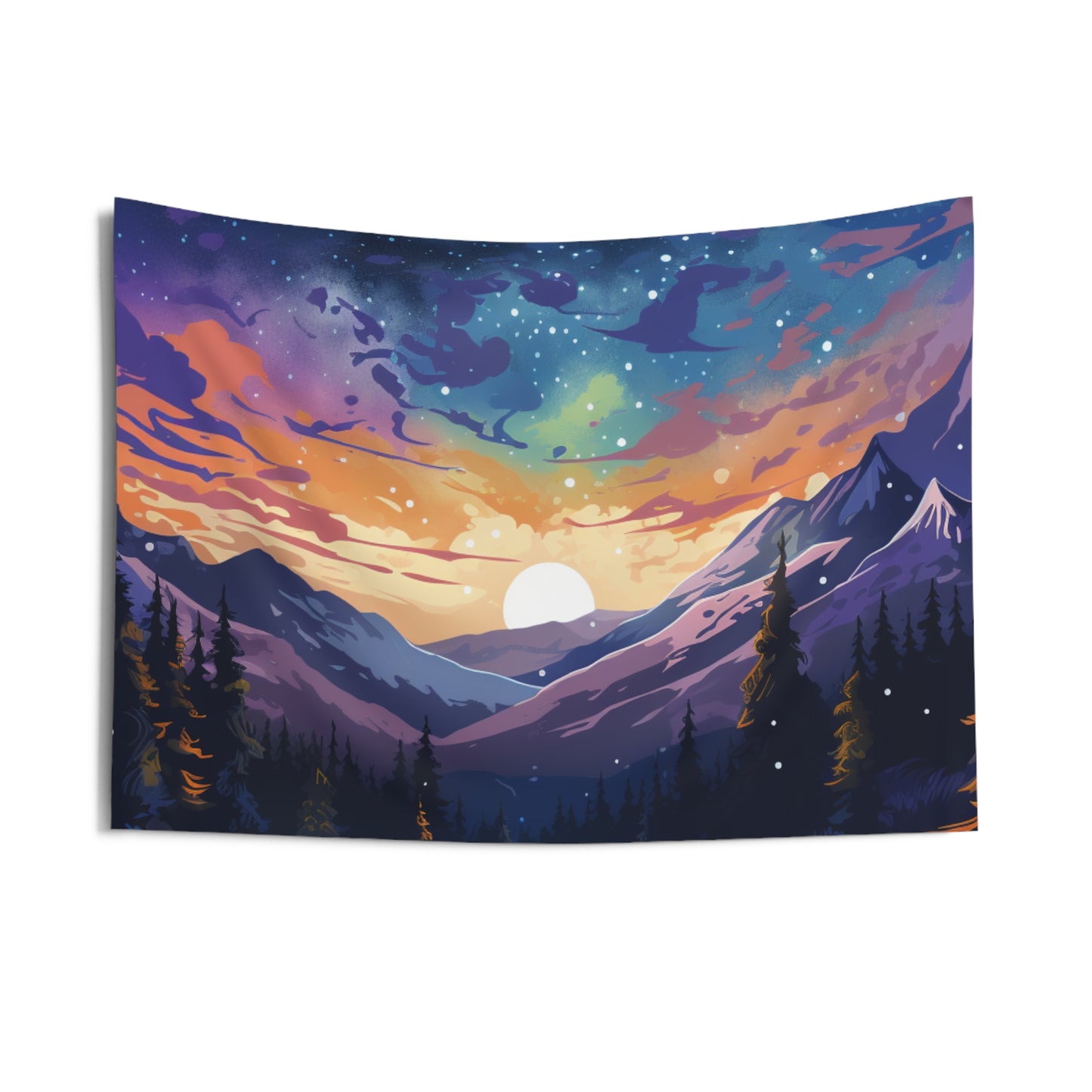 Mountain art Tapestry Contemporary Home Decor . Galaxy Wall Hanging Art for Baby Nursery, Dorm room, Coastal Home . Housewarming Gift