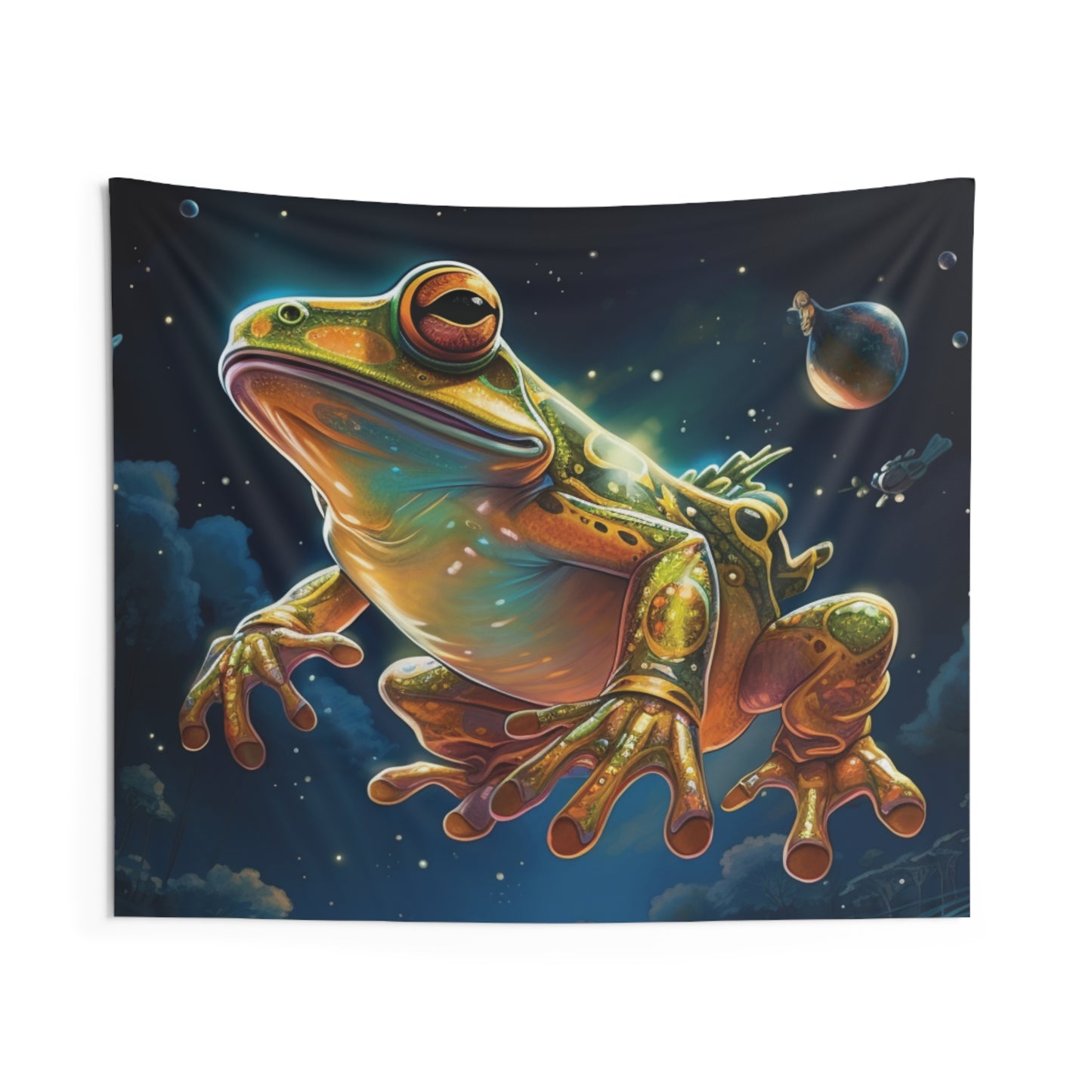 Frog Tapestry Contemporary Home Decor . Galaxy Wall Hanging Art for Baby Nursery, Dorm room, Coastal Home . Housewarming Gift
